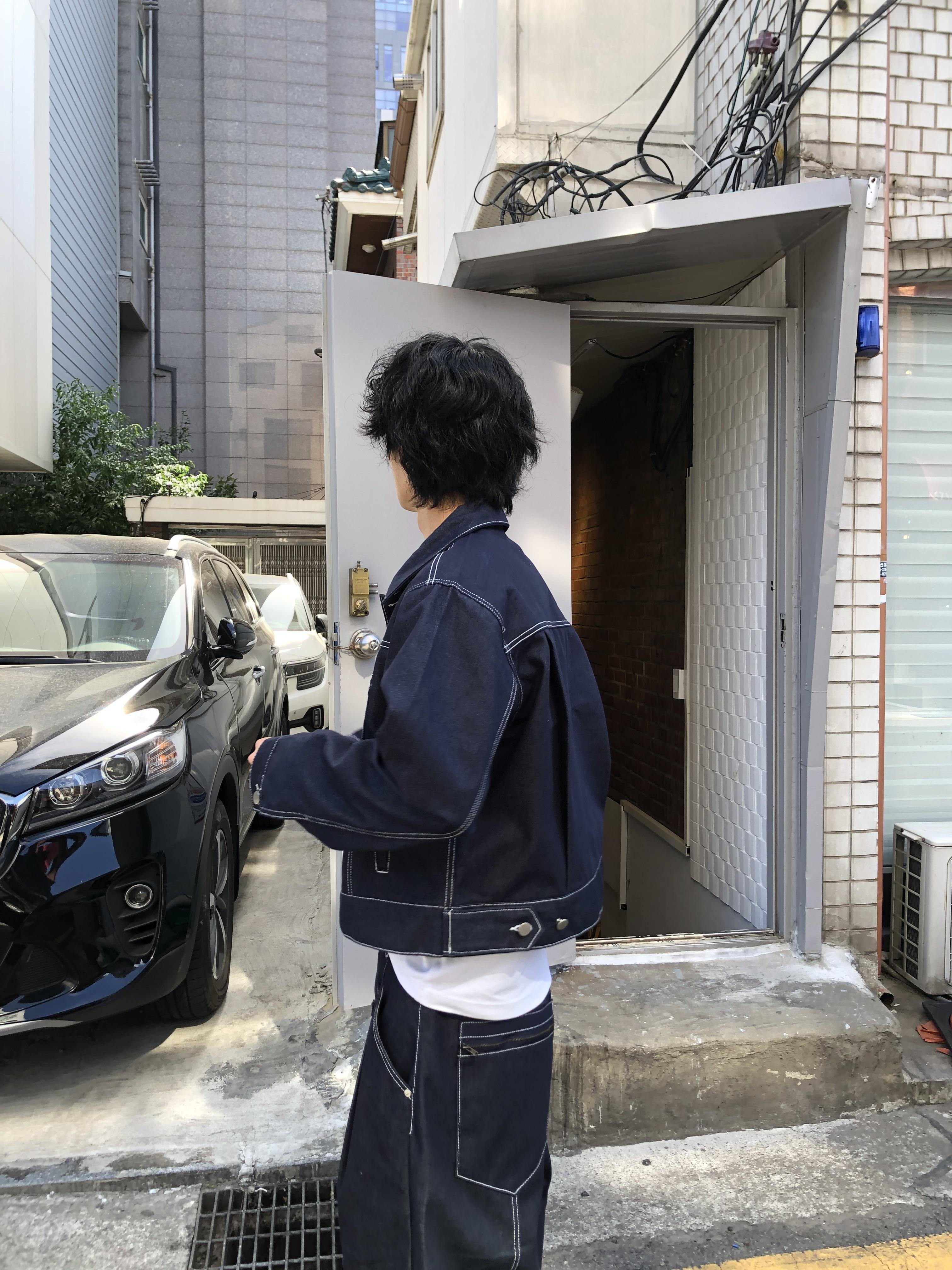 美式街頭 獨特縫線 牛仔套裝 短版 外套 - 2C19