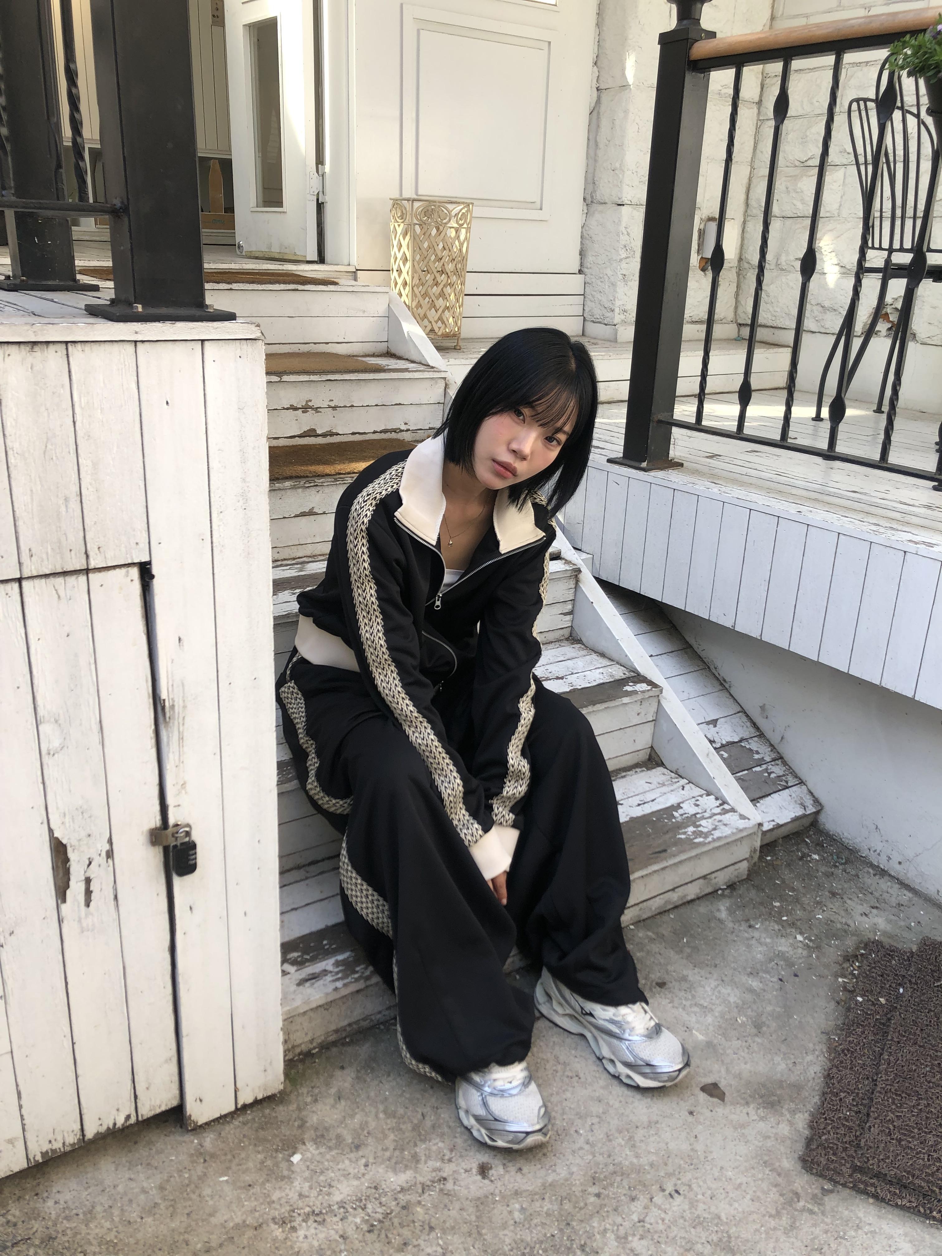 印地安格紋 文藝感 運動配色套裝 寬版 長褲 - 3C12