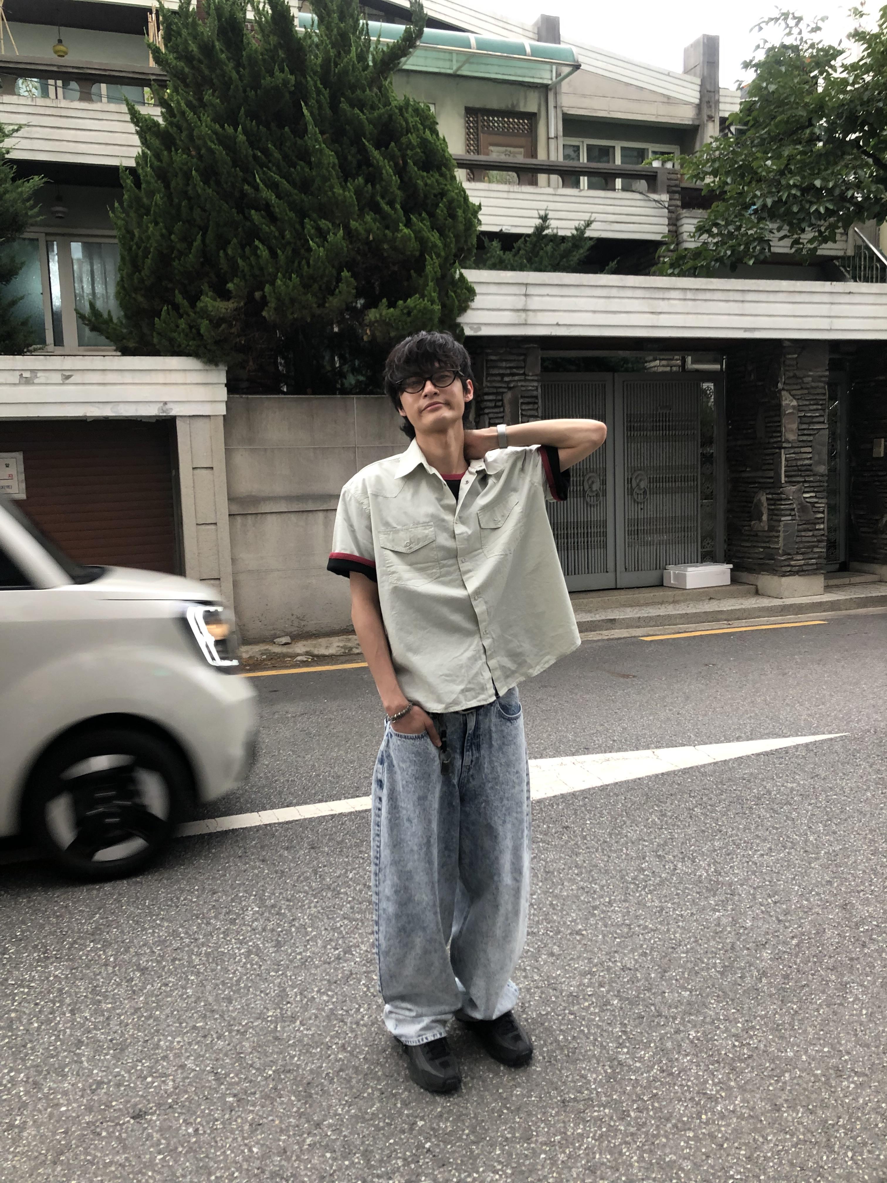 冰原破痕 渲染 雙層口袋 牛仔寬褲 - 1C8