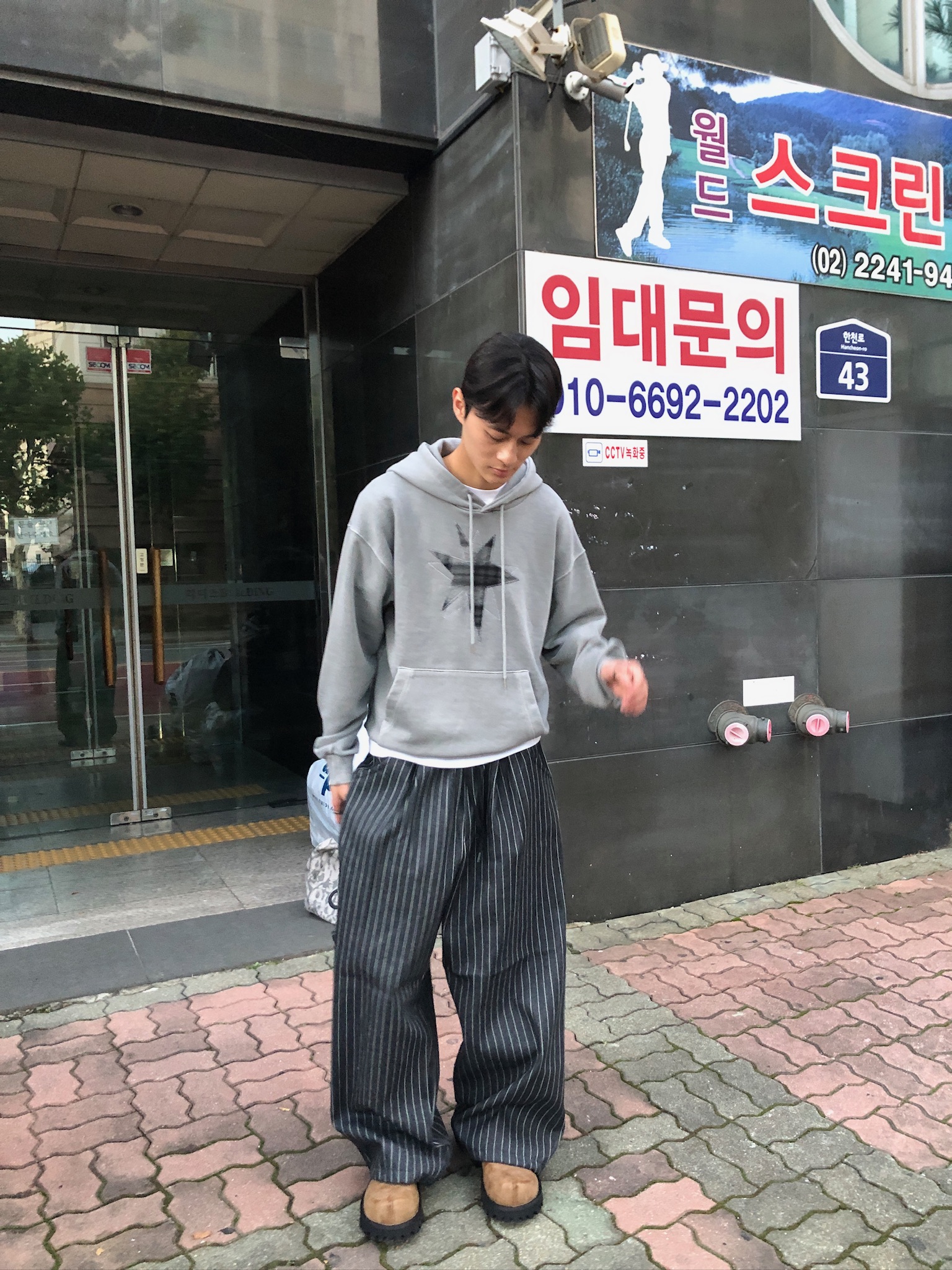 不規則星形 高質感刺繡 水洗帽T 長袖 - 3C7