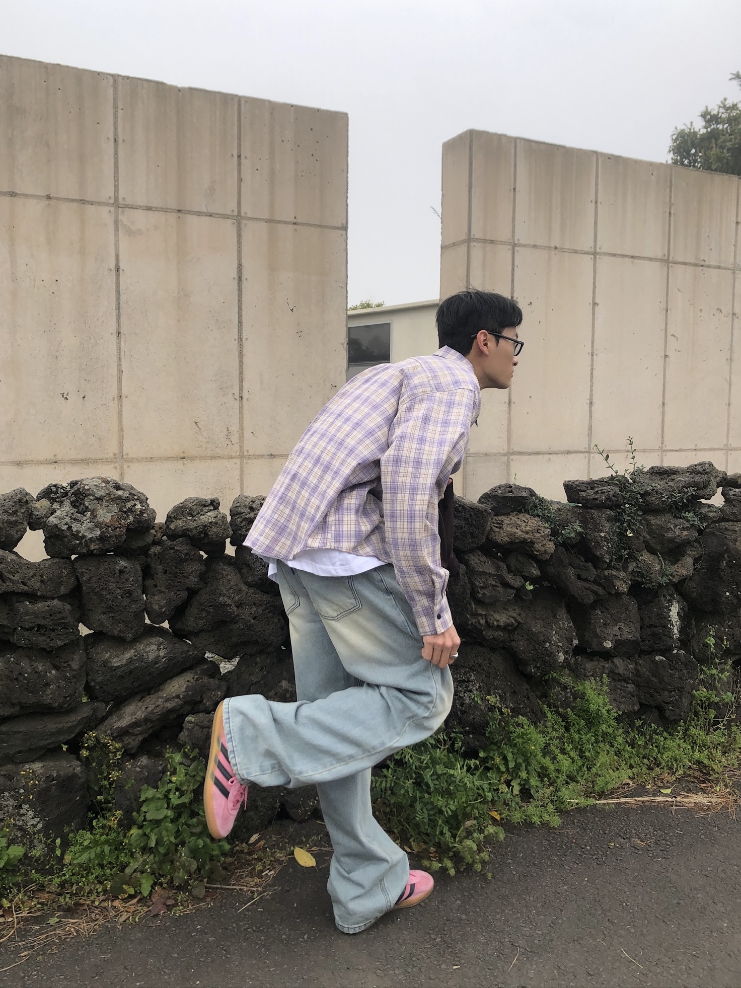 文藝浪漫派 夏季輕薄 撞色格紋 寬鬆襯衫 - 3C13