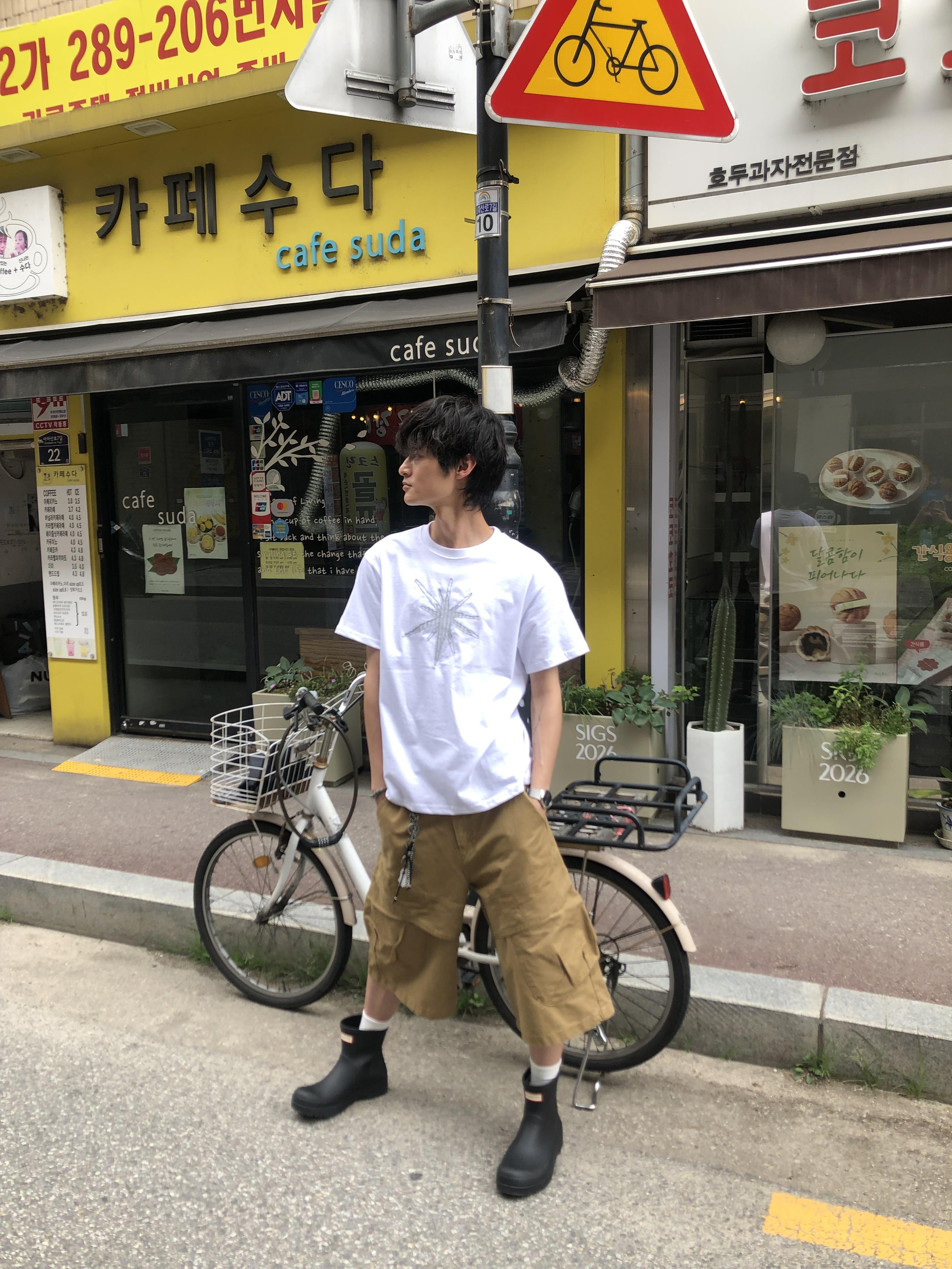 韓系復古 立體重磅 斜線大口袋 工裝 7分短褲 - 2C3
