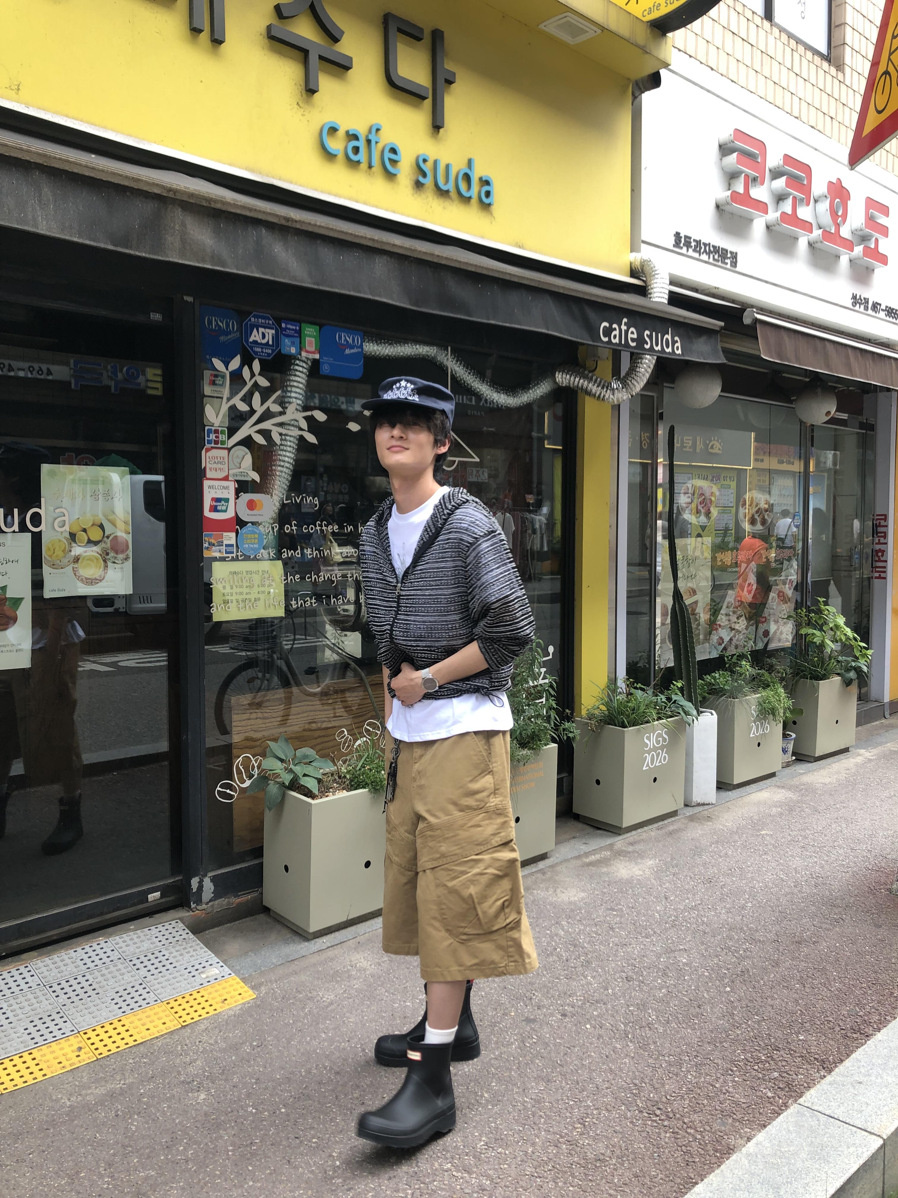 韓系復古 立體重磅 斜線大口袋 工裝 7分短褲 - 2C16