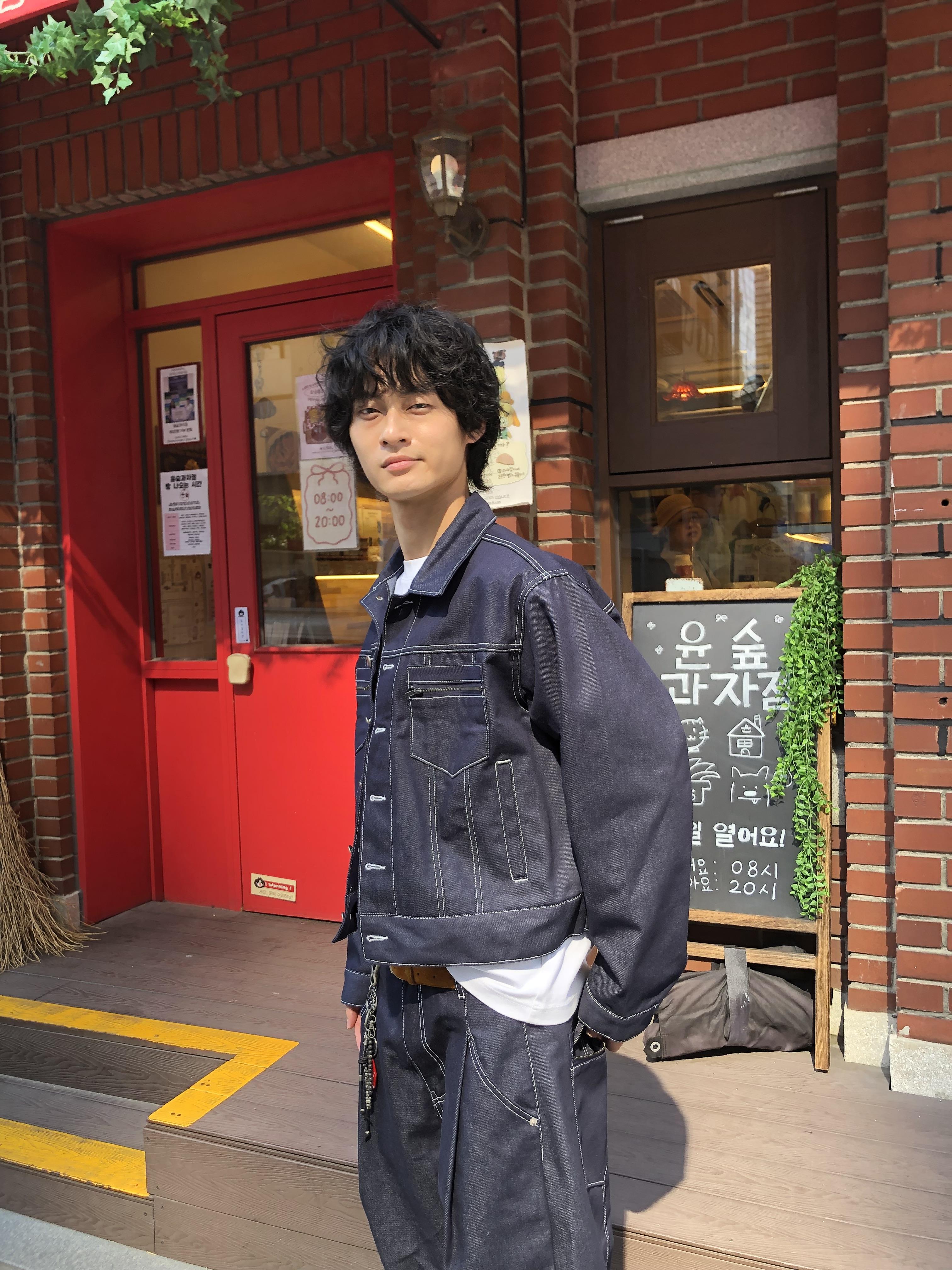 美式街頭 獨特縫線 牛仔套裝 短版 外套 - 2C7