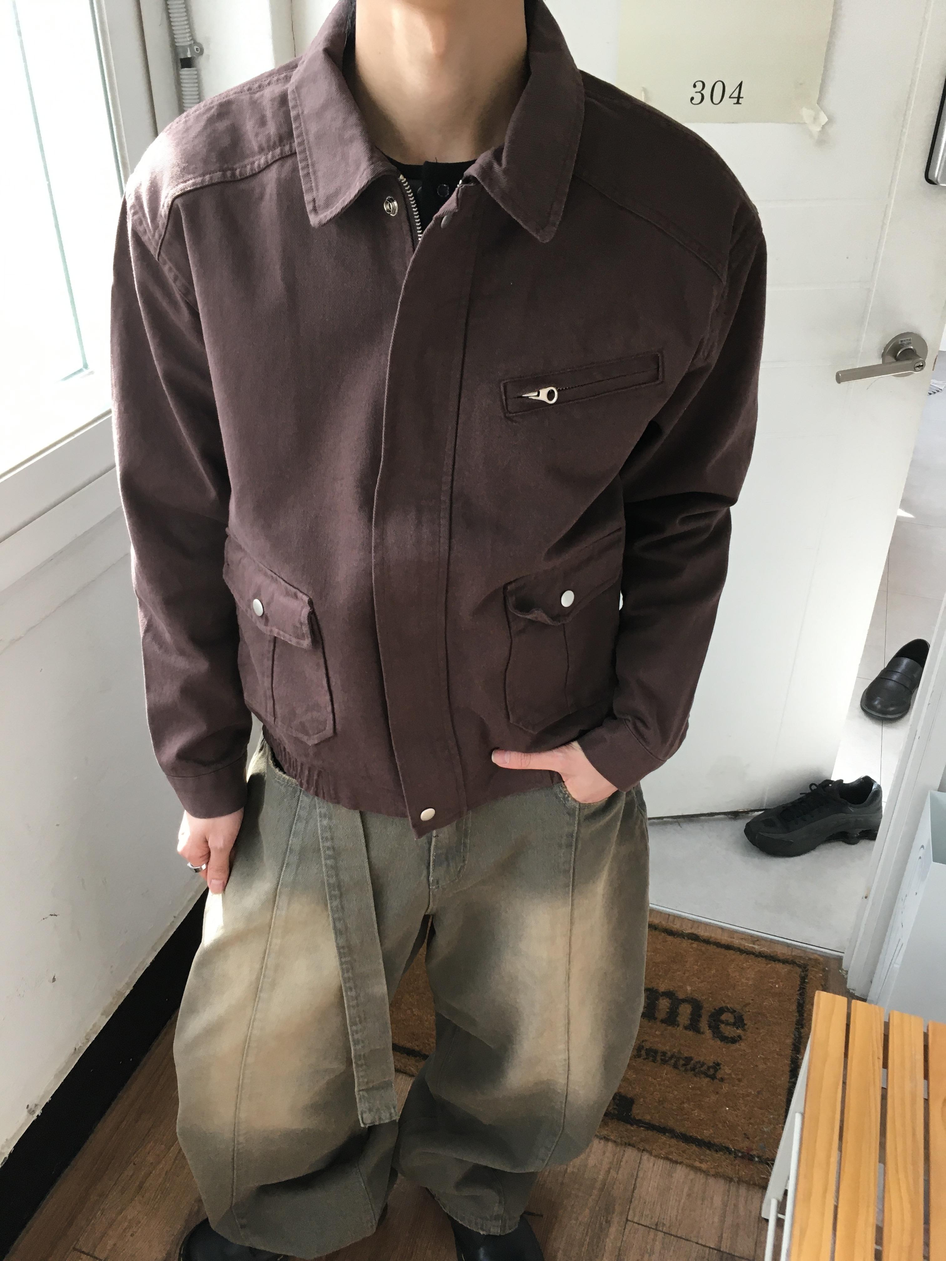 歐美經典款 雙口袋 微短版 牛津夾克 - 3C6