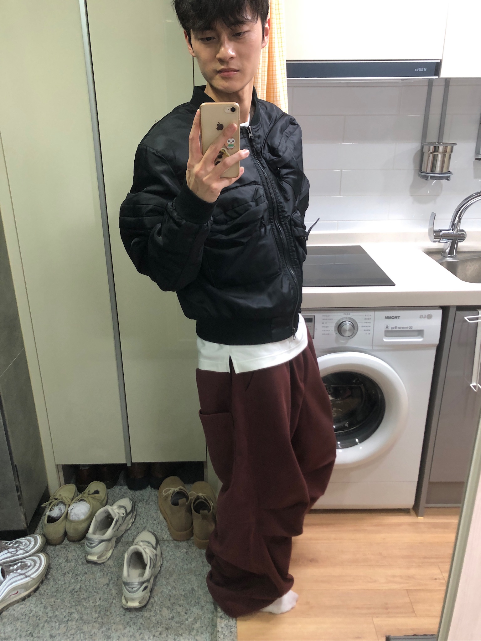 層疊口袋 降落傘 空氣棉 寬版棉褲 - 4C18