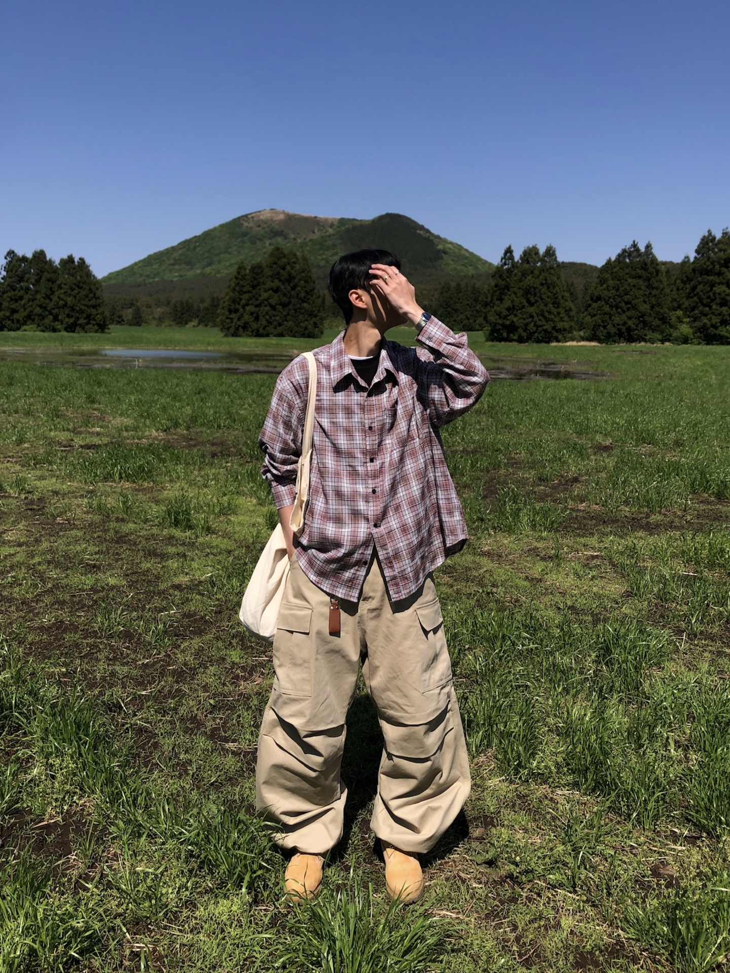 文藝浪漫派 夏季輕薄 撞色格紋 寬鬆襯衫 - 3C14