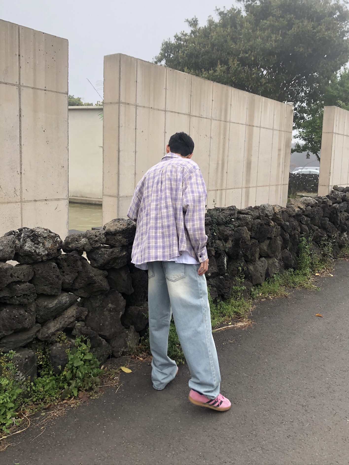 文藝浪漫派 夏季輕薄 撞色格紋 寬鬆襯衫 - 3C19