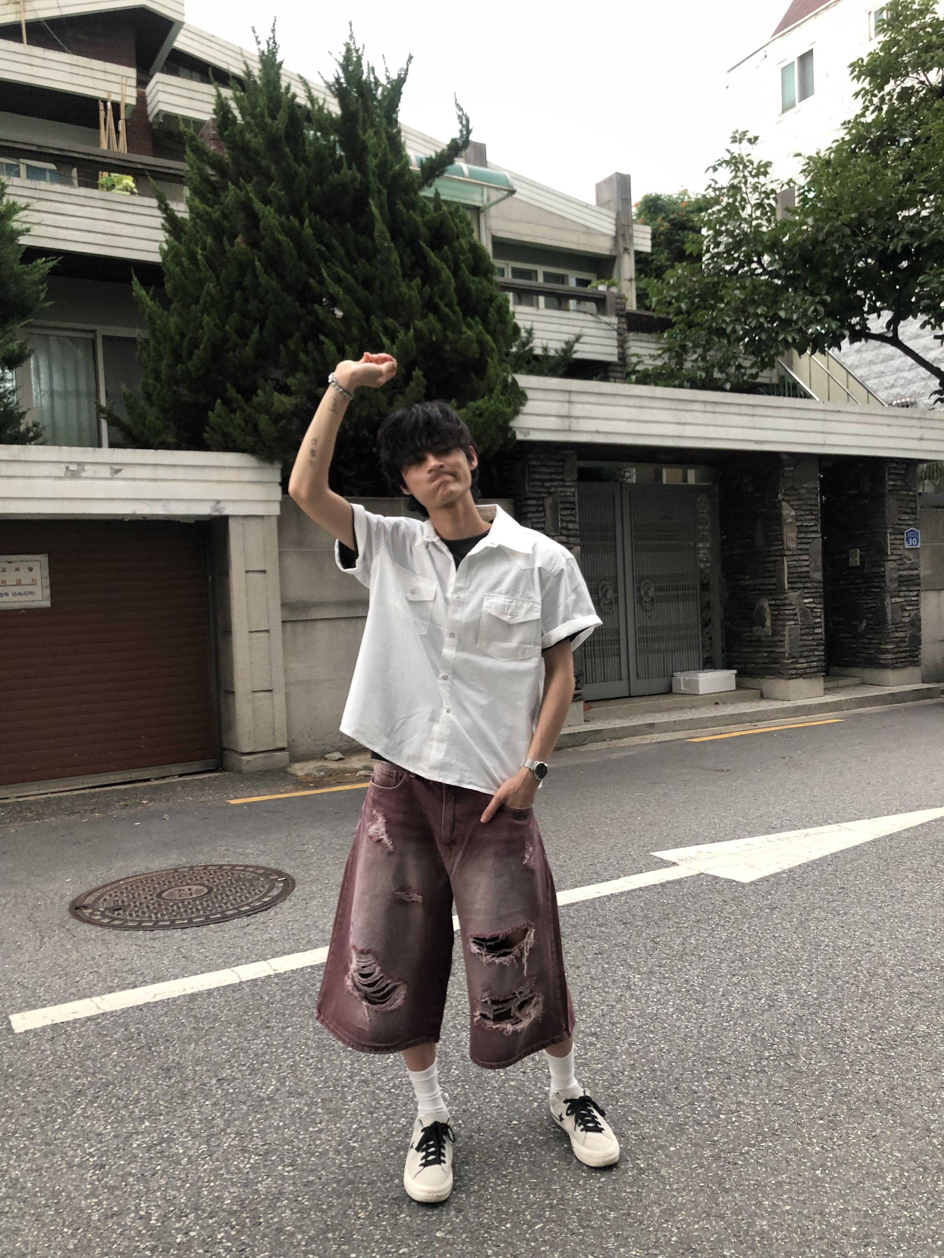 韓系型男 俐落線條 薄款 短袖 襯衫 - 4C7
