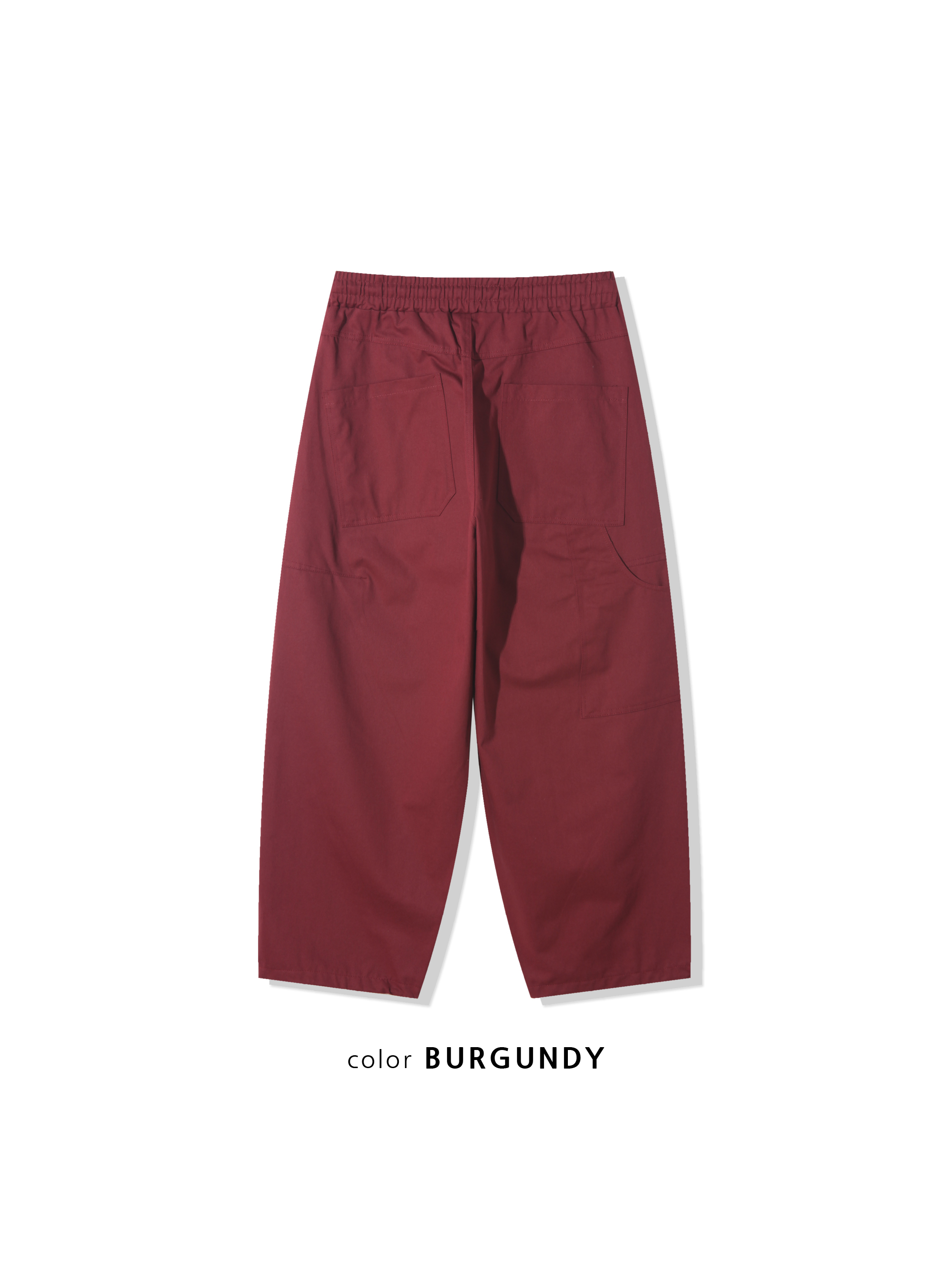 幹練率性 高檔蓬感木 寬版 鬆緊帶 工裝褲 - 3C22