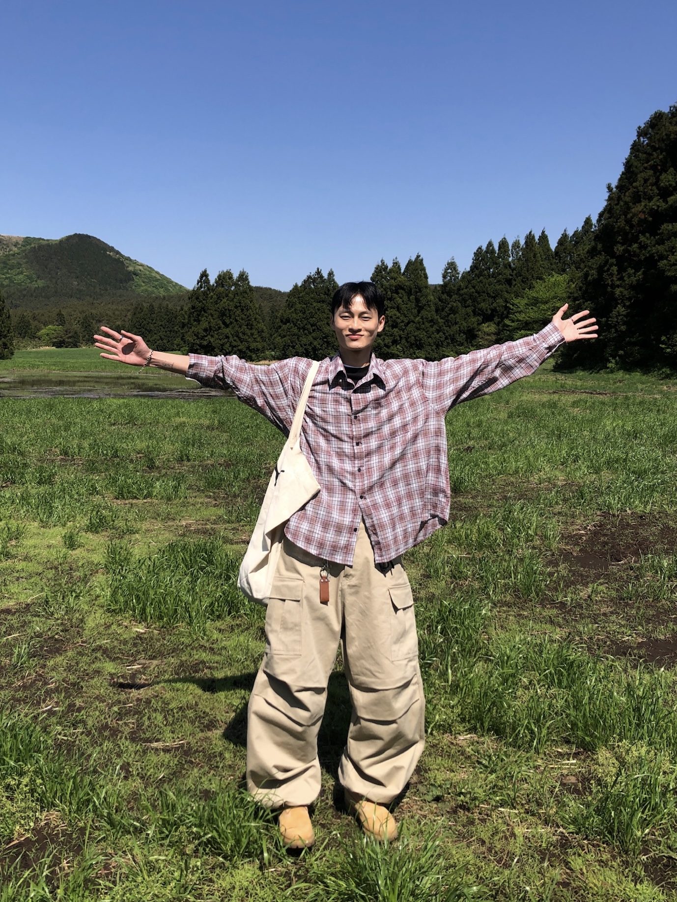 文藝浪漫派 夏季輕薄 撞色格紋 寬鬆襯衫 - 3C20