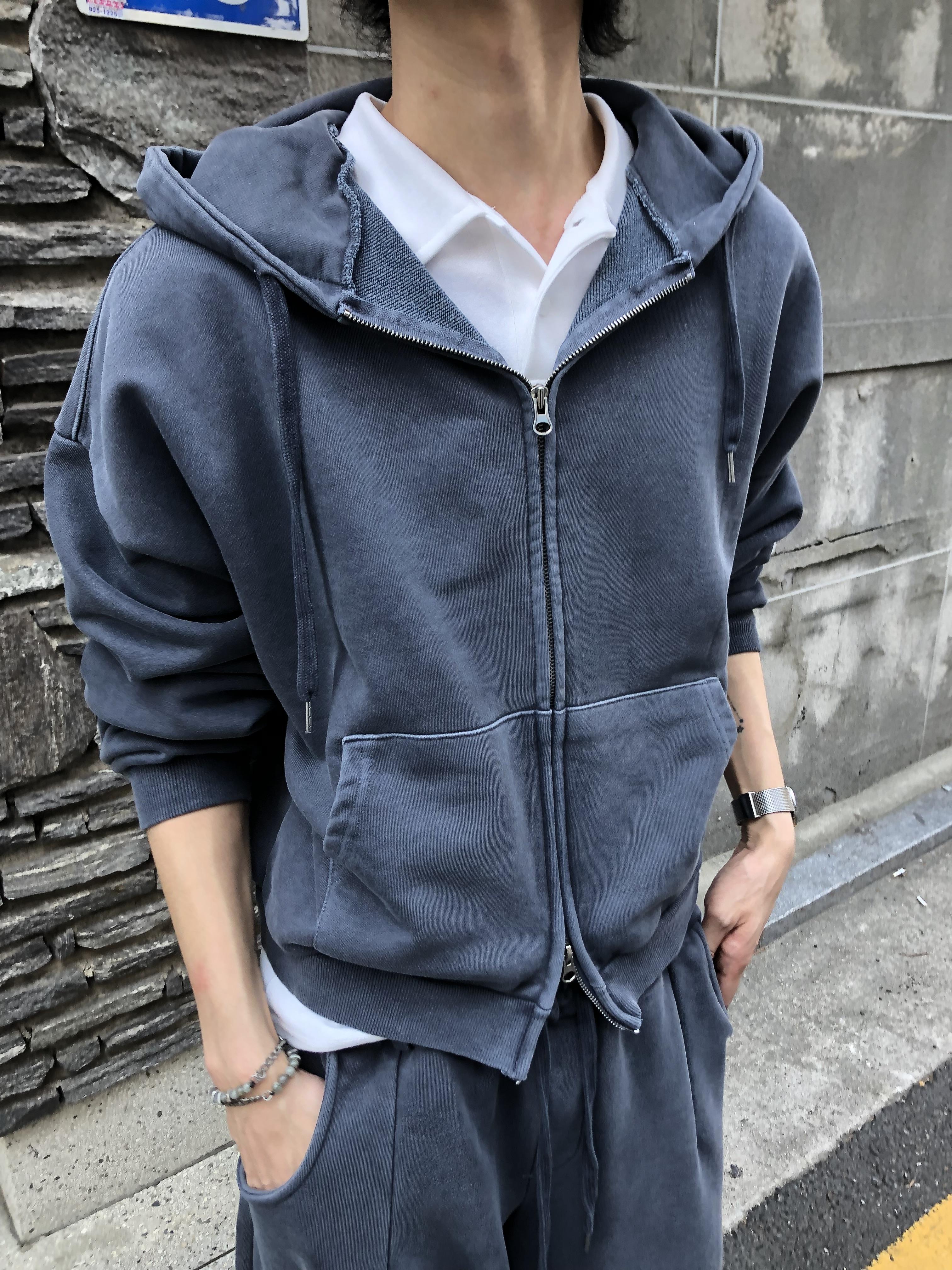 復古經典 做舊刷色 運動套裝 短版 連帽外套 - 2C3
