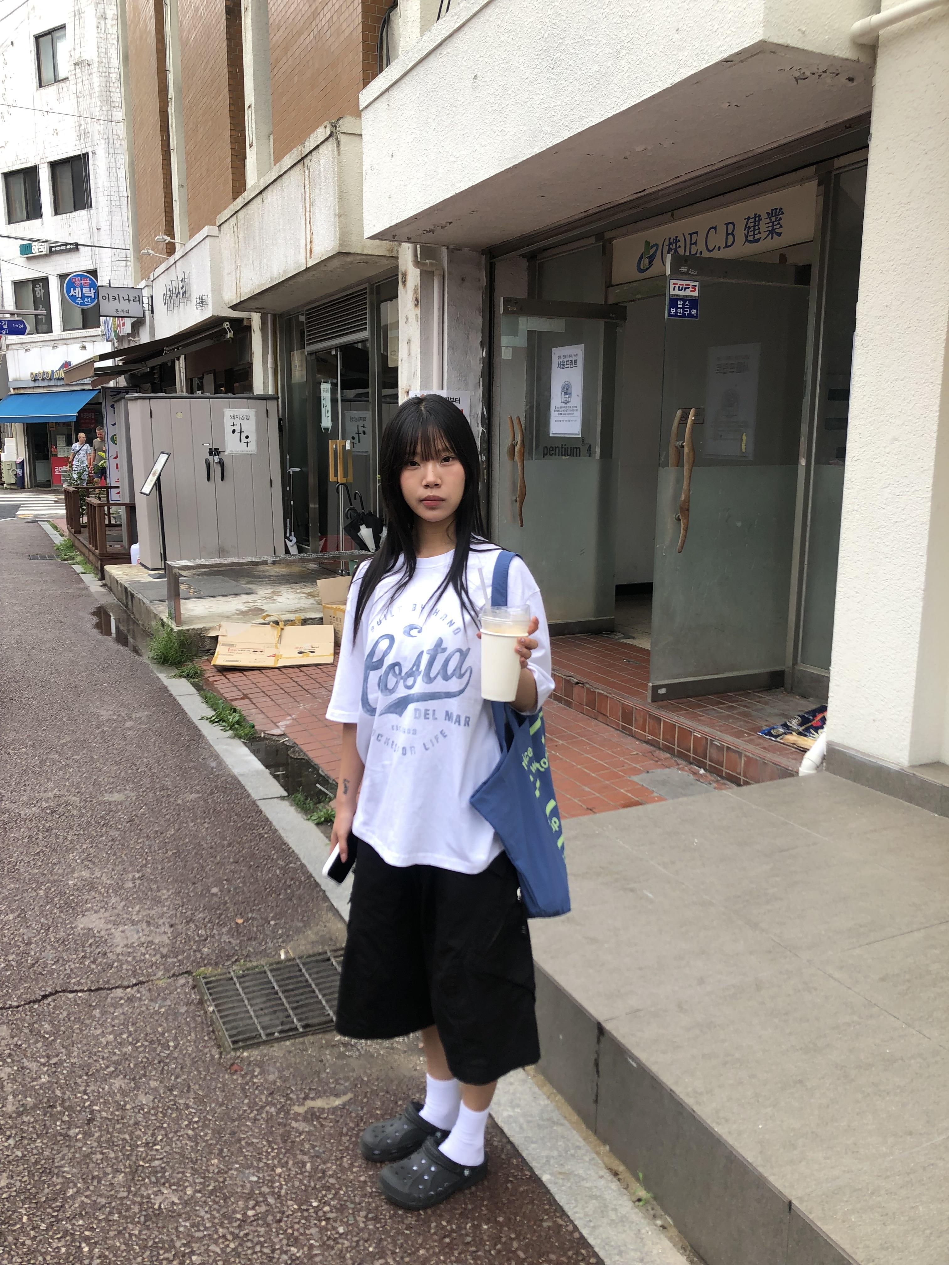 Costa 可愛街頭 印刷設計 寬版 短袖 上衣 - 3C14