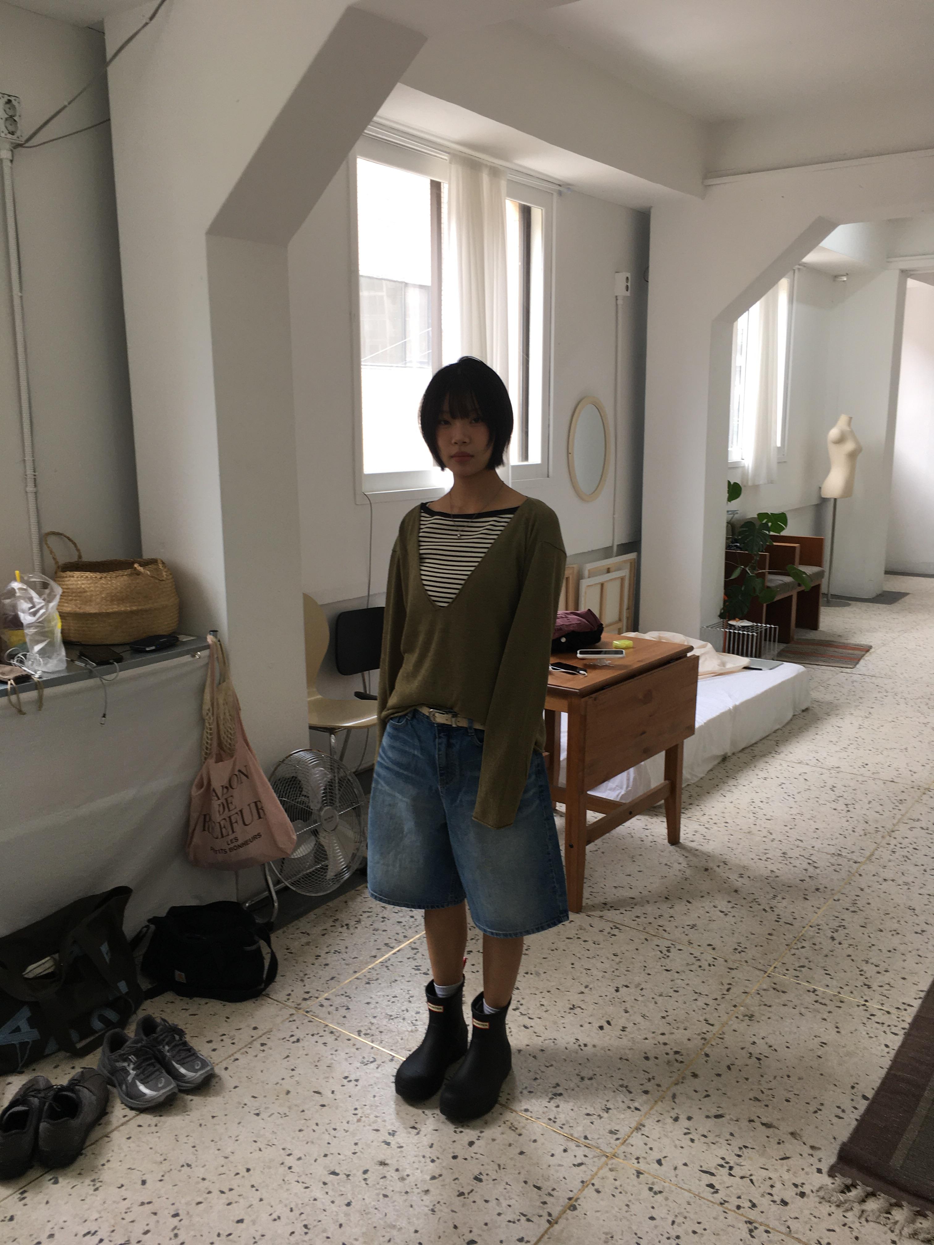 韓女基本款 大口袋 牛仔 6分短褲 - 2C8