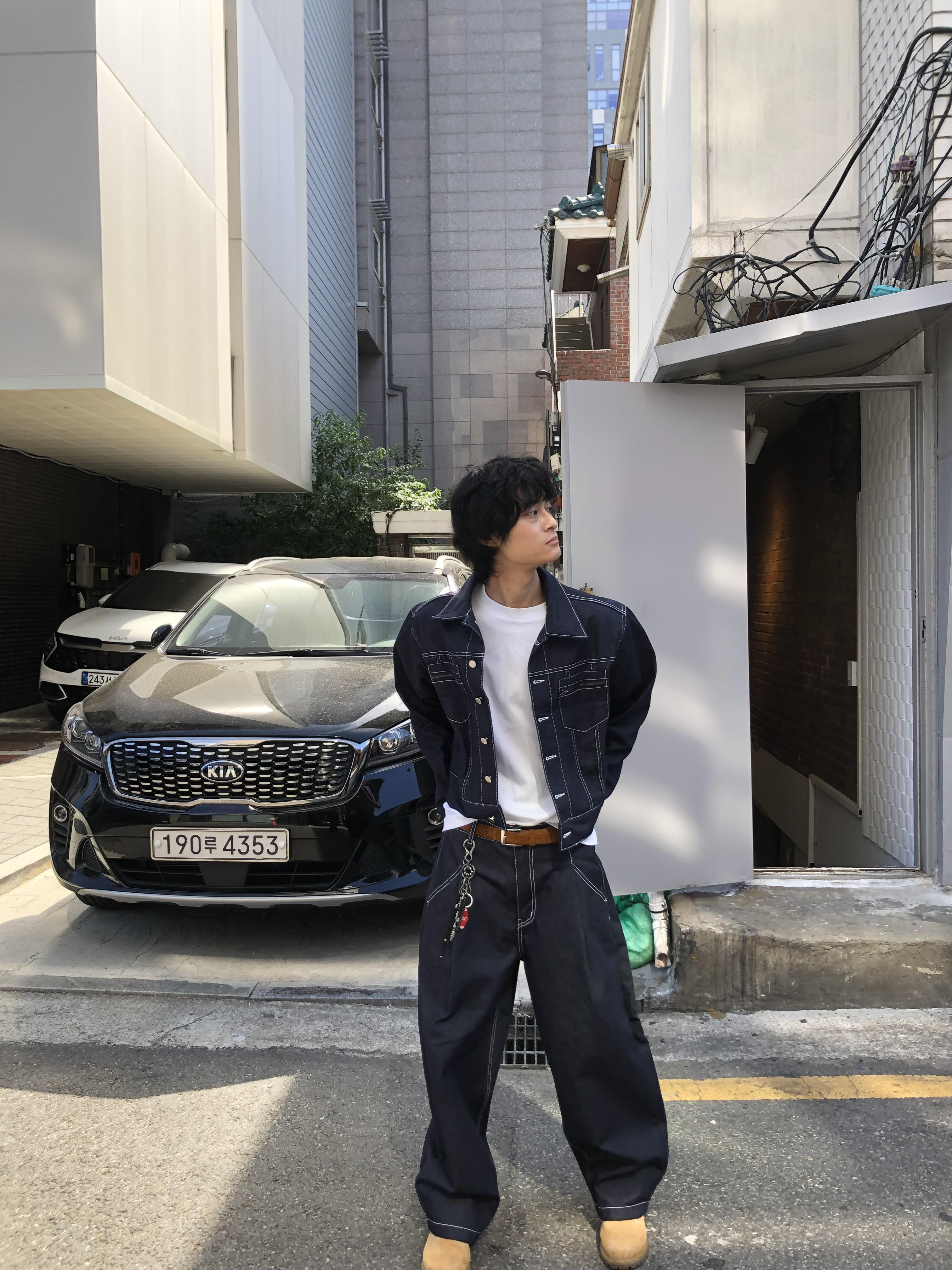 美式街頭 獨特縫線 牛仔套裝 短版 外套 - 2C8