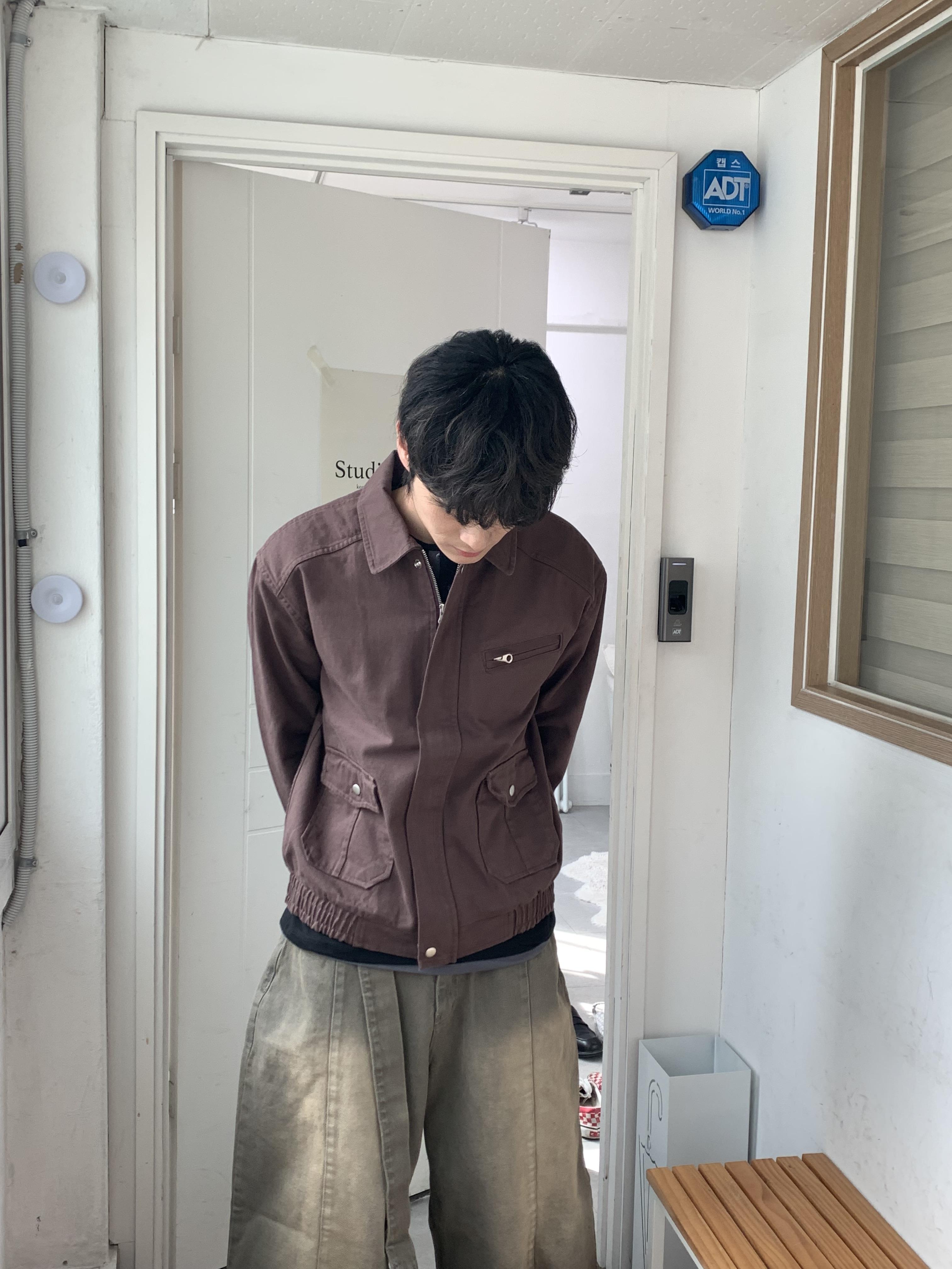 歐美經典款 雙口袋 微短版 牛津夾克 - 3C8