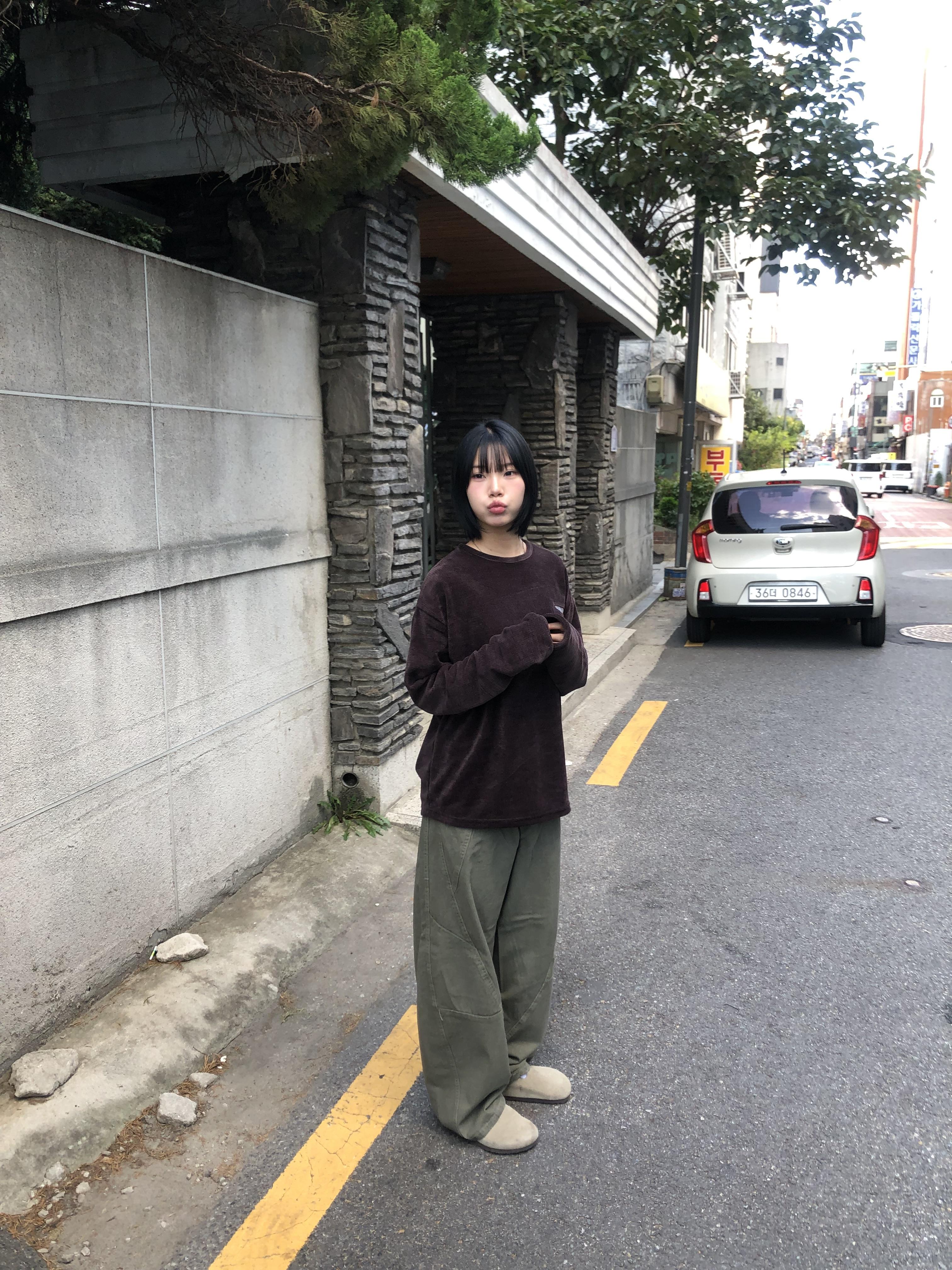 經典復古 口袋格紋 指套設計 短版長袖 - 3C11