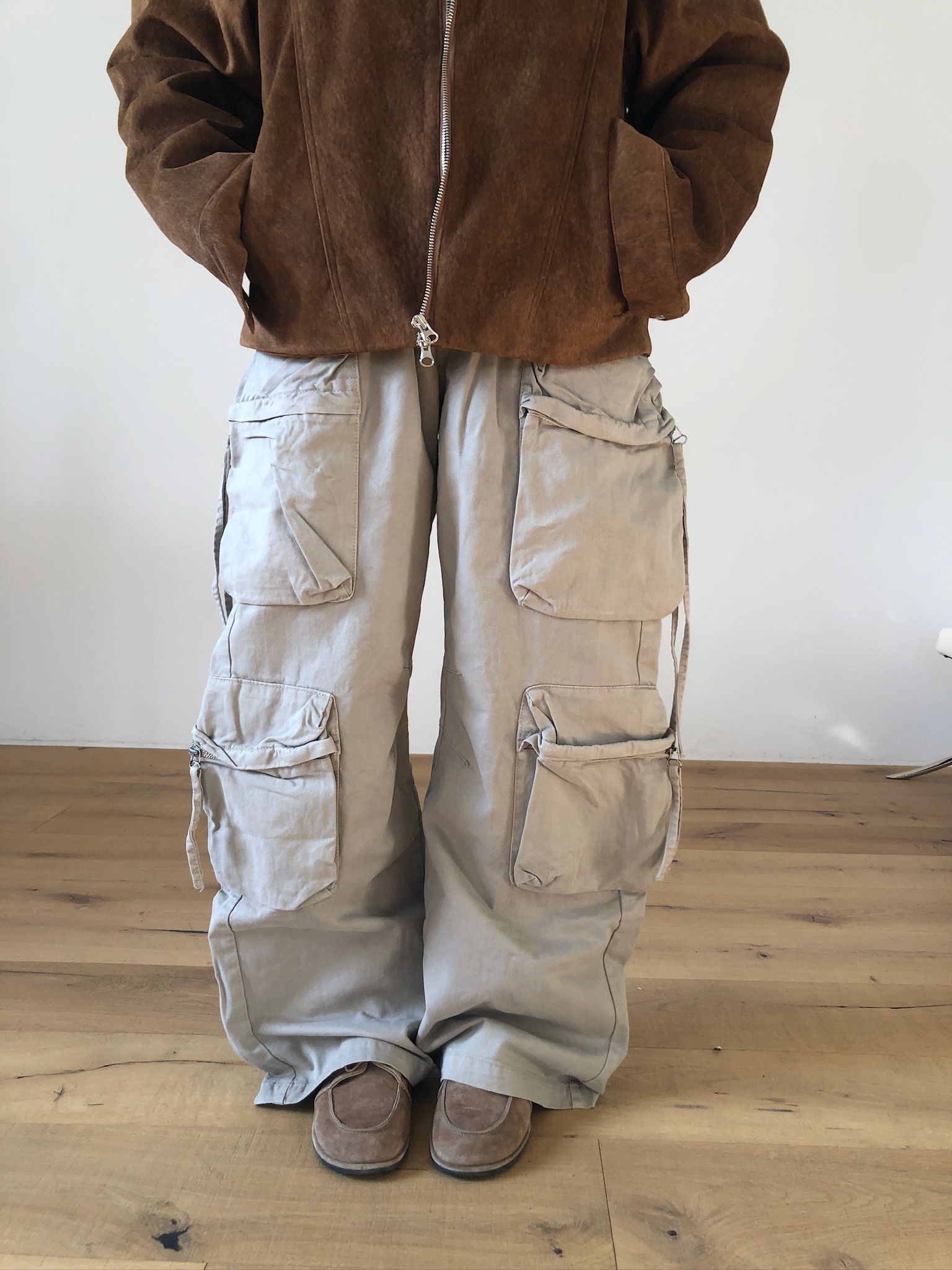 韓系街頭 立體工裝 多重大口袋 寬褲 - 3C2