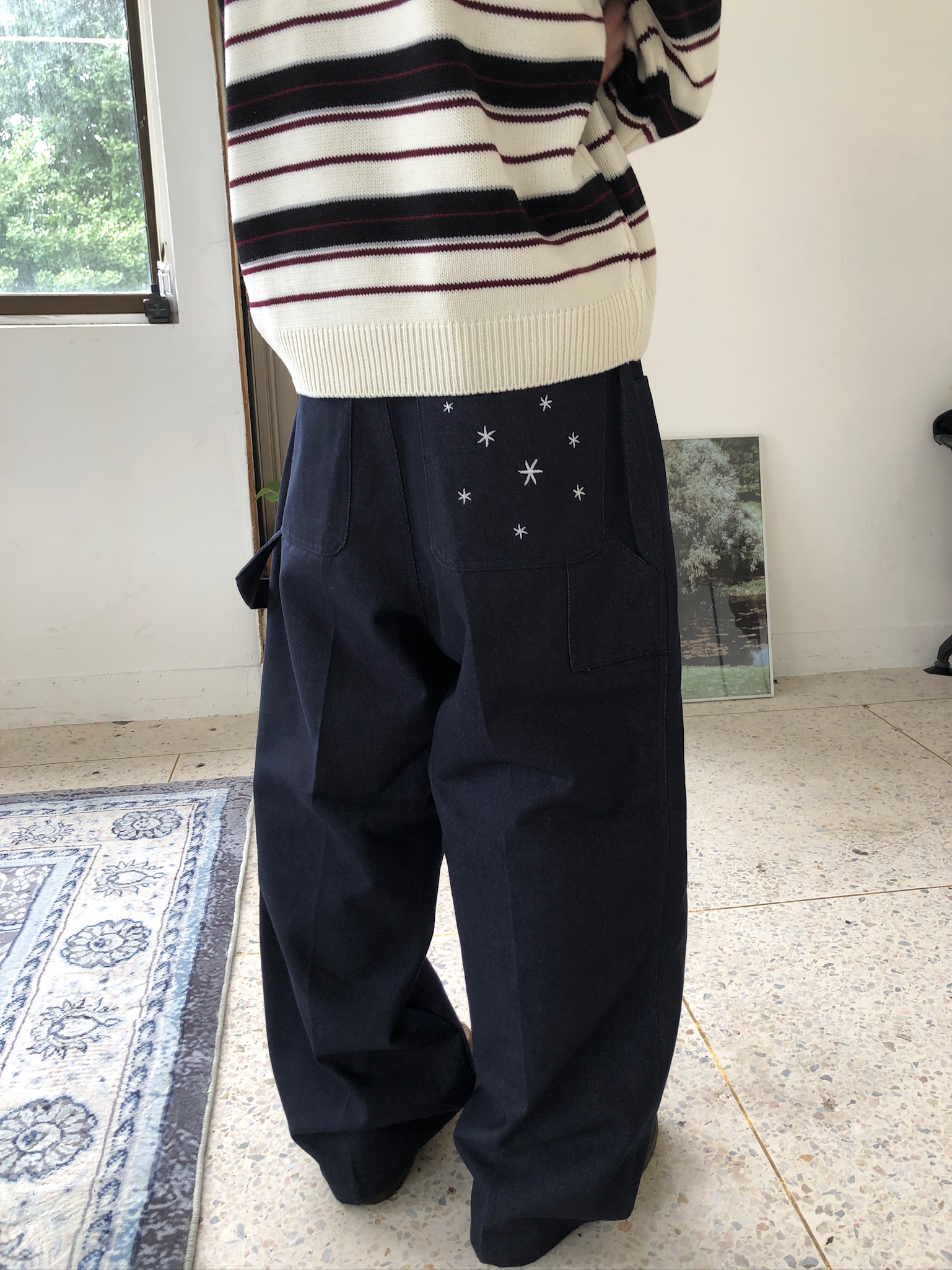 倫敦街頭 星辰大海 高級印染 原牛 寬褲 - 1C13