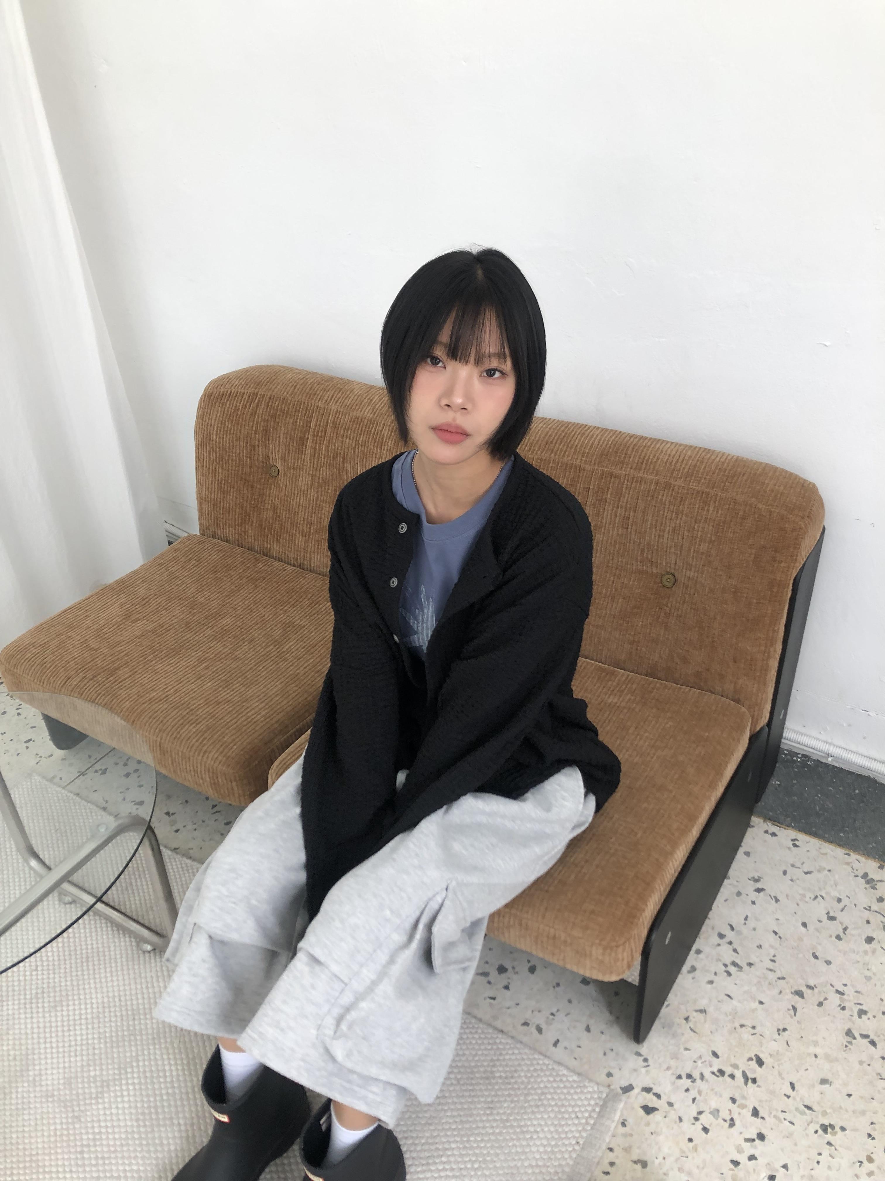 夏季泡泡棉 絲綢布料 防曬 褶皺開襟衫- 4C6