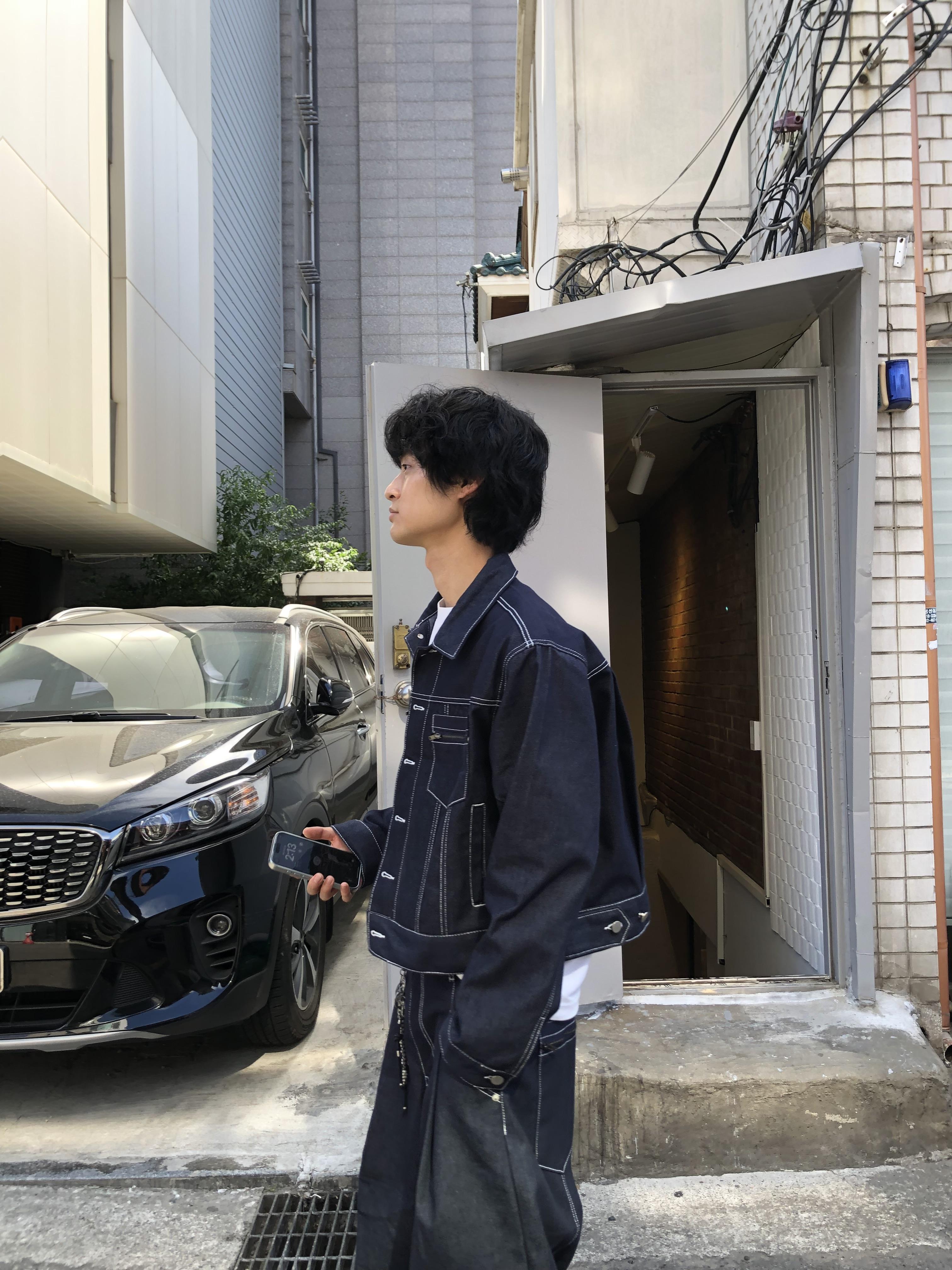 美式街頭 獨特縫線 牛仔套裝 短版 外套 - 2C14