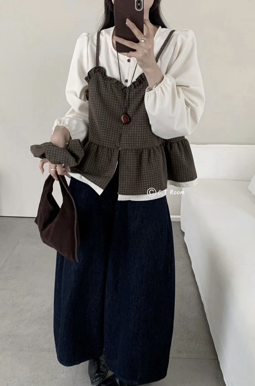 自訂款 .ᐟ‪‪.ᐟ 附髮圈 假兩件背心套裝