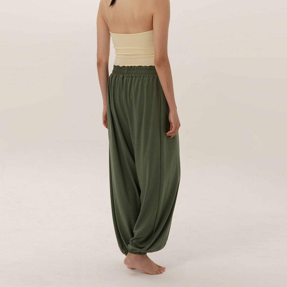 Sohamsoham 飄飄瑜珈束腳寬褲 墨綠 SOH014KHA