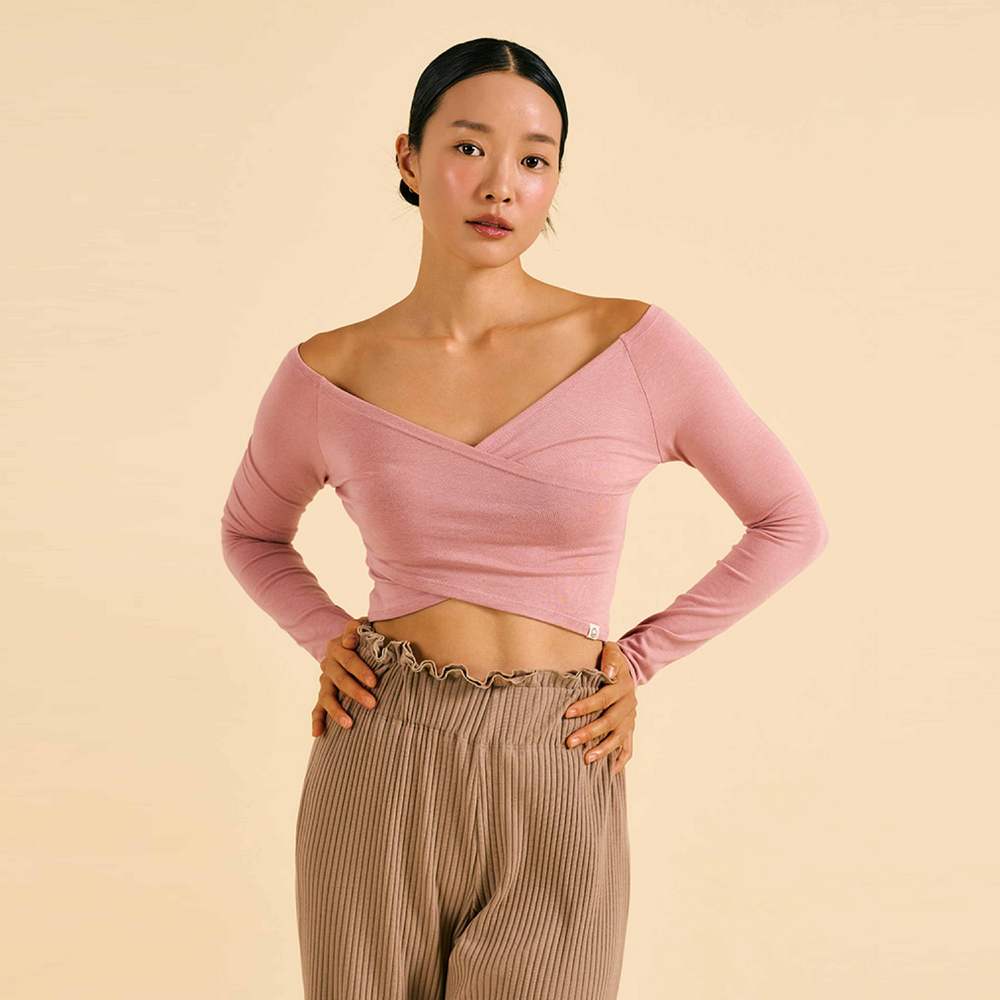 Dhyani V領長袖罩衫 粉水晶色 CON132PNK