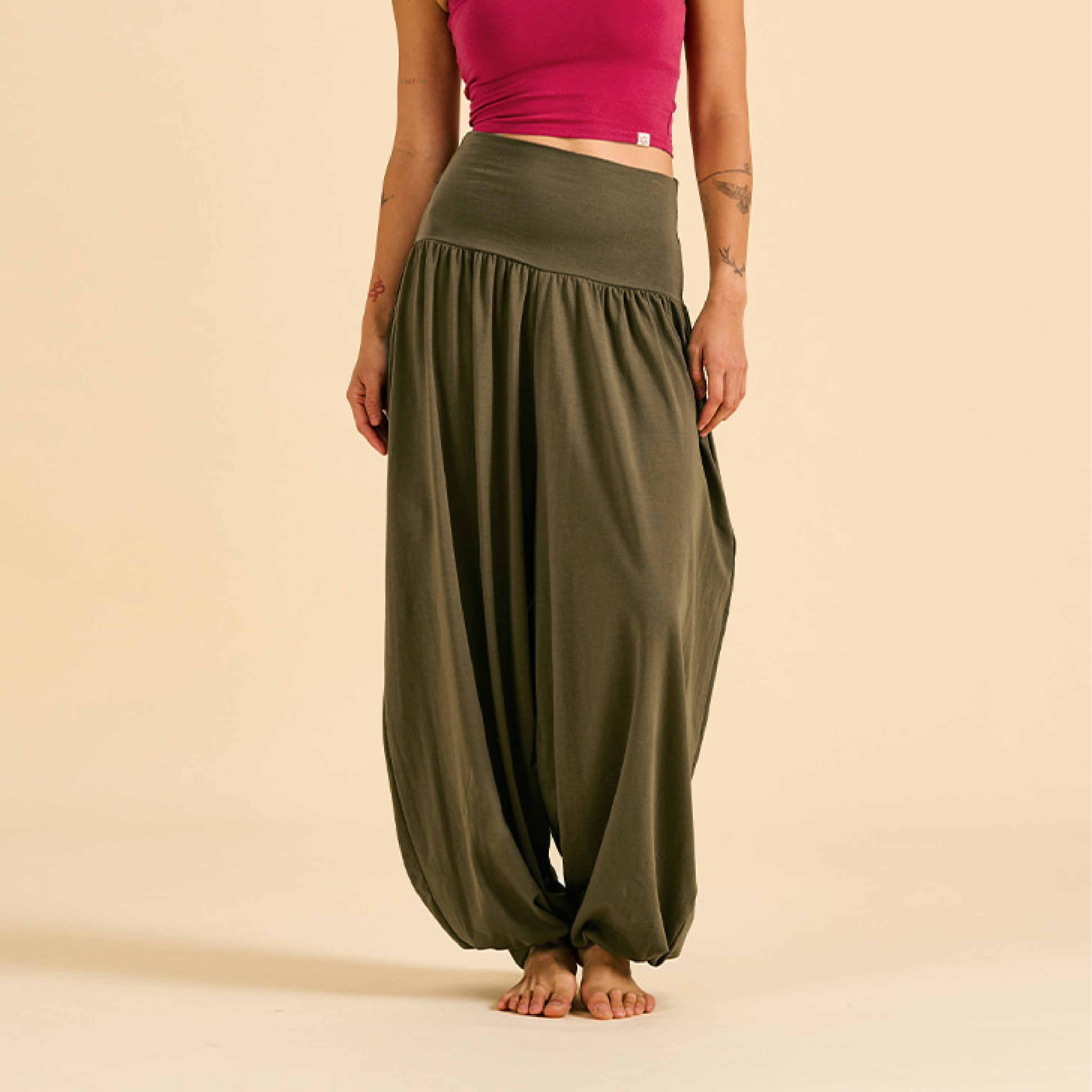 Dhyani 流動束腳氣球寬褲 墨綠 CON136GRN