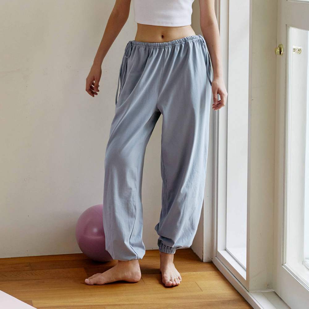 Conchwear 抽繩造型束腳寬褲 淺藍 CON134BLU