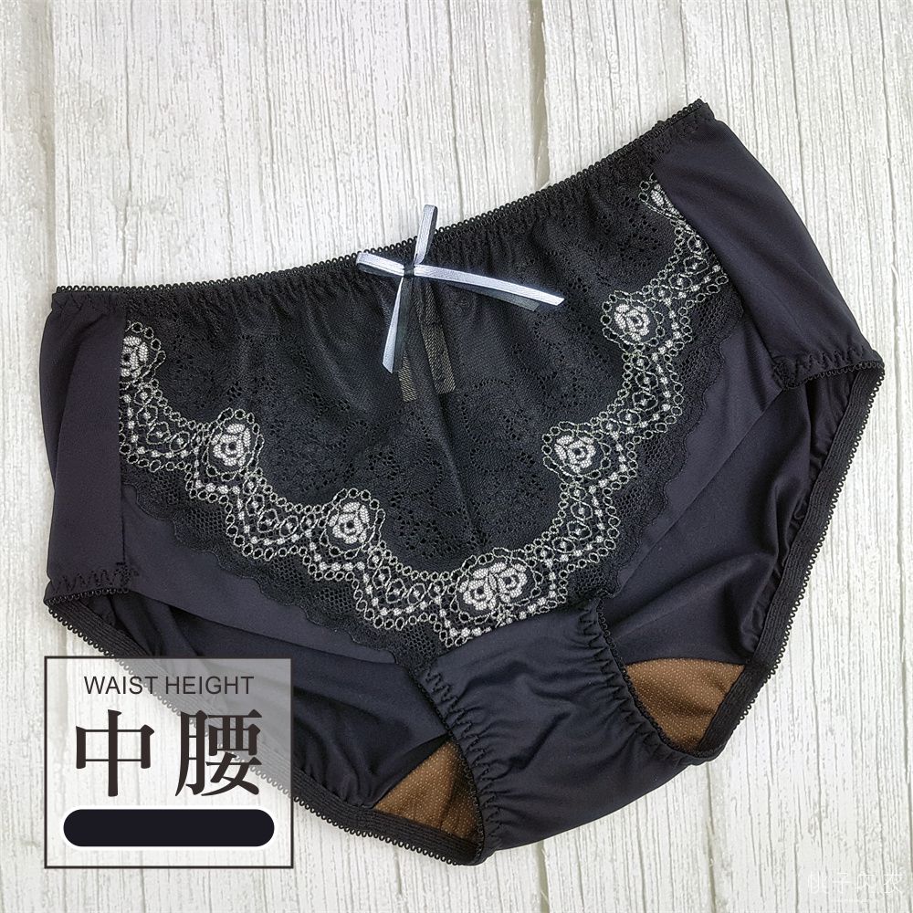 舒壓系列 中腰蕾絲配褲m L Ms 星光黑 三角內褲 貼身內褲 桃子內衣