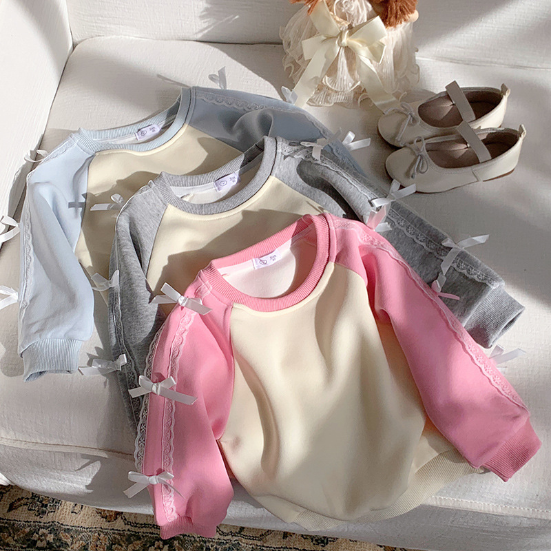 B1-066 蝴蝶結撞色休閒洋氣校園長袖上衣4