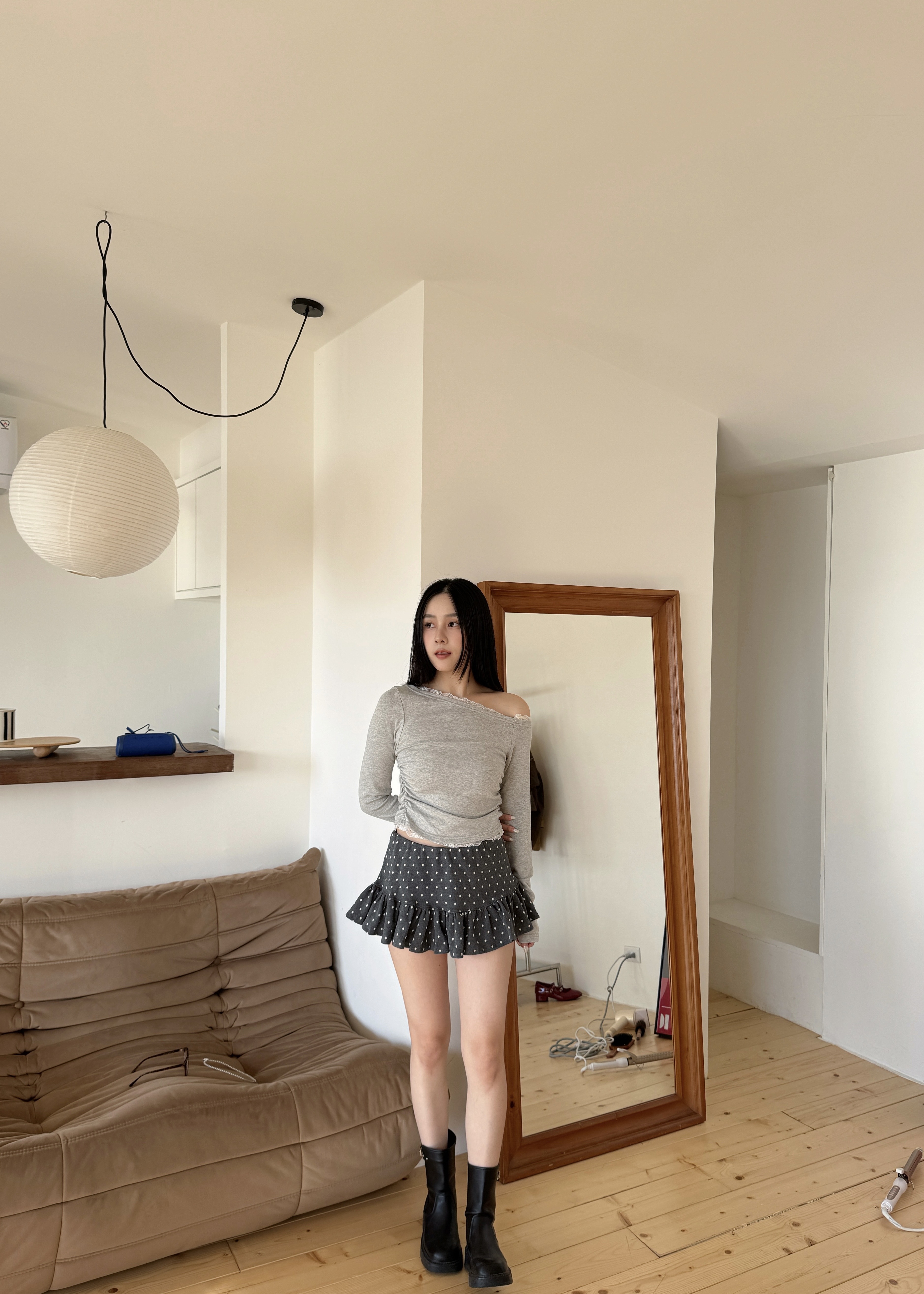 克萊爾俏皮點點花邊褲裙