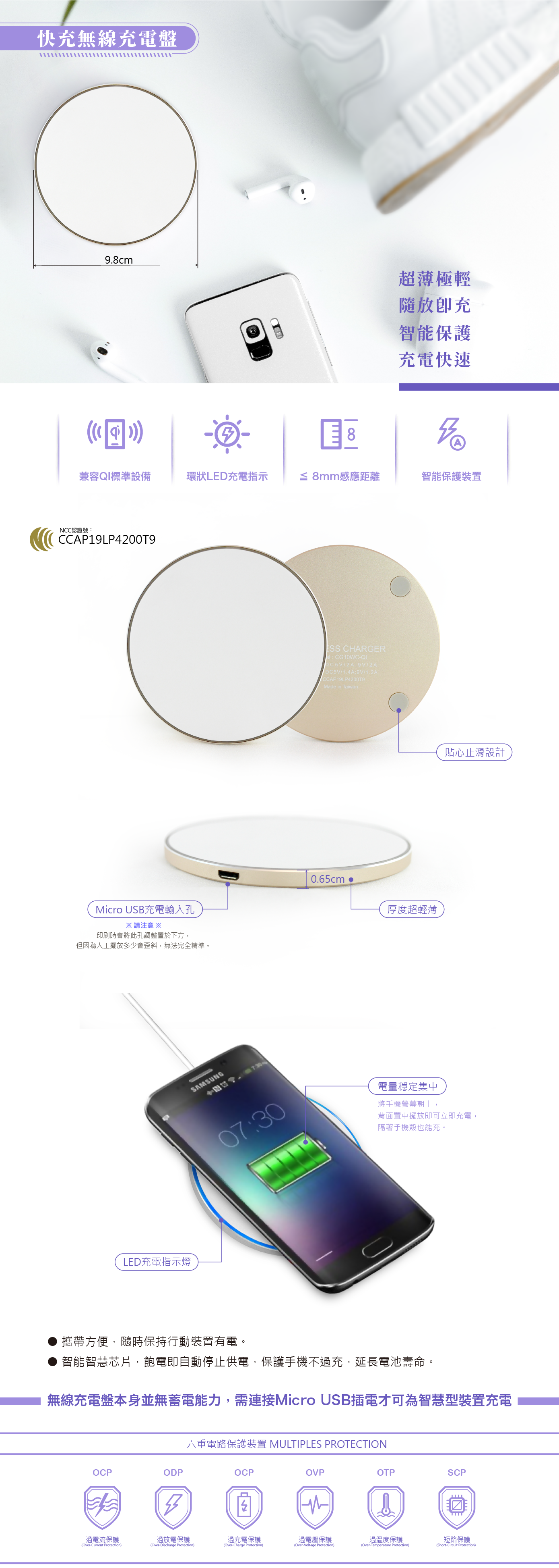 胖米 客製化【無線充電盤】01 胖米 客製化【無線充電盤】CG10WC-QI ∣ 客製印刷 規格說明01