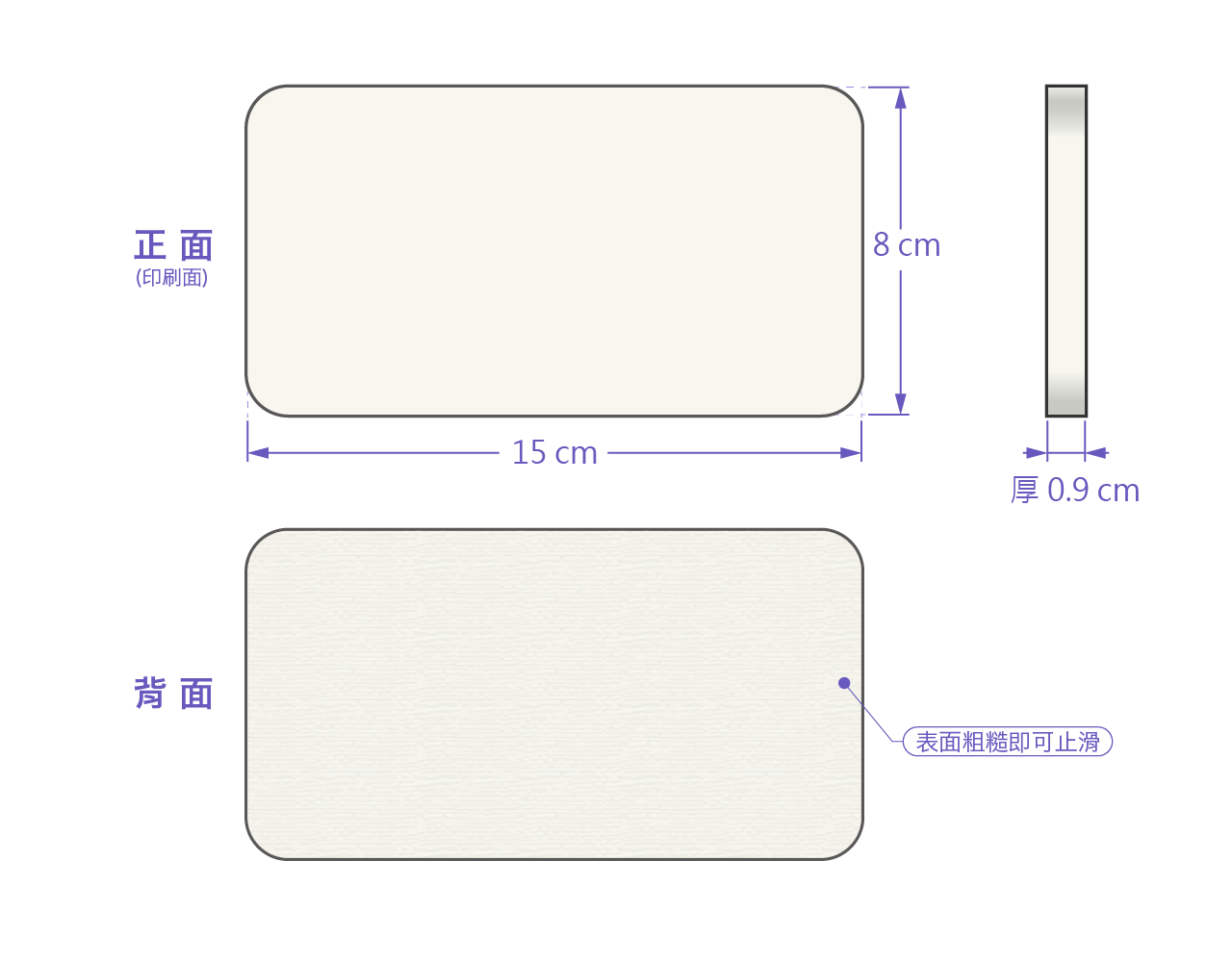 PrintMIX 胖米好印 長方形 硅藻土/矽藻土吸水杯墊 洗漱板 肥皂盤 尺寸圖