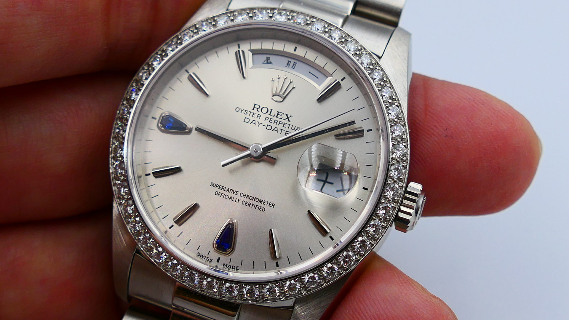 【美好時光】收藏近新品盒單全！勞力士ROLEX頂級鉑金款18346搭配罕見藍寶石淚滴鑽！