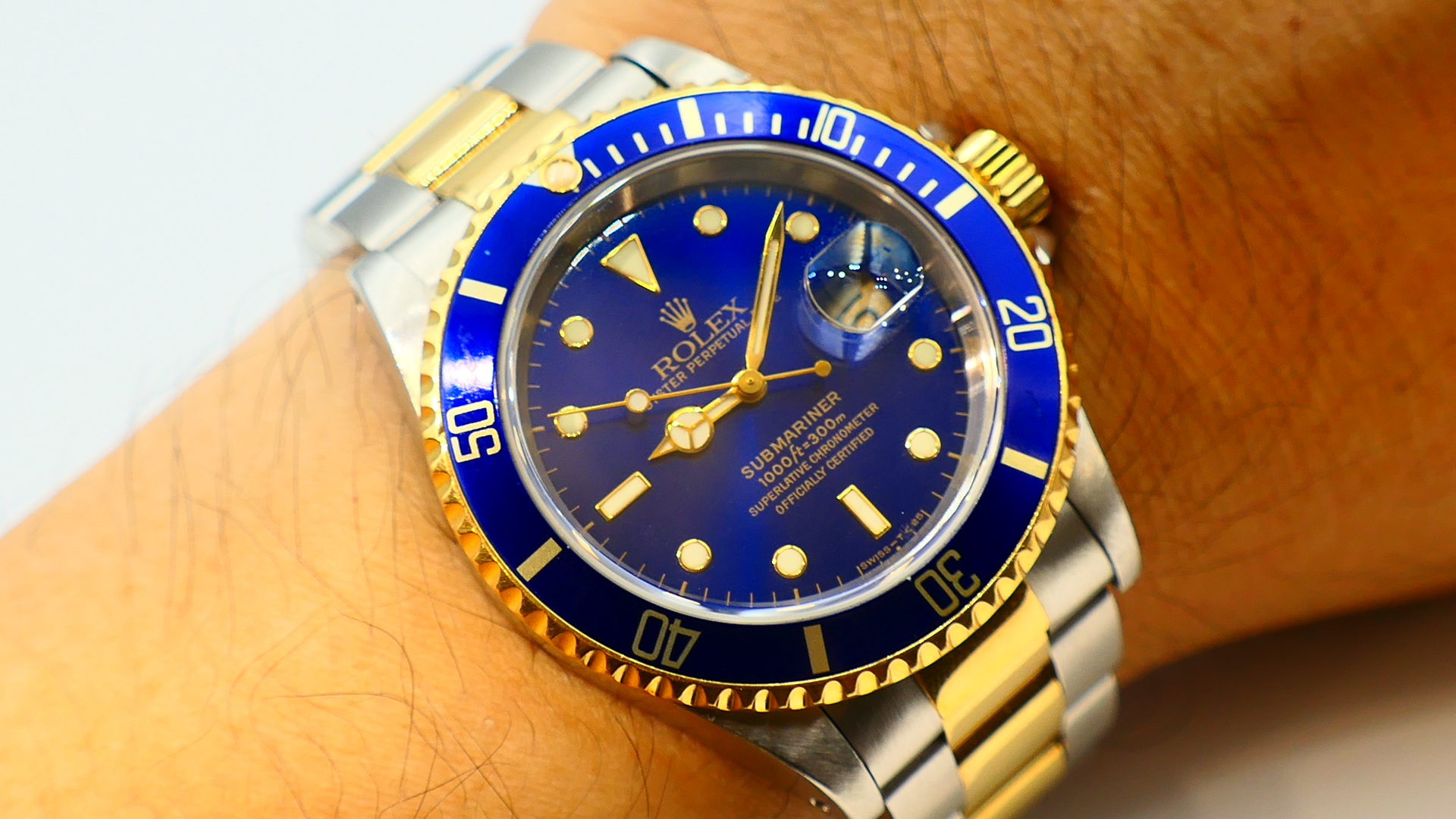 【超好價】罕見極美品T25藍面ROLEX勞力士16613盒單全