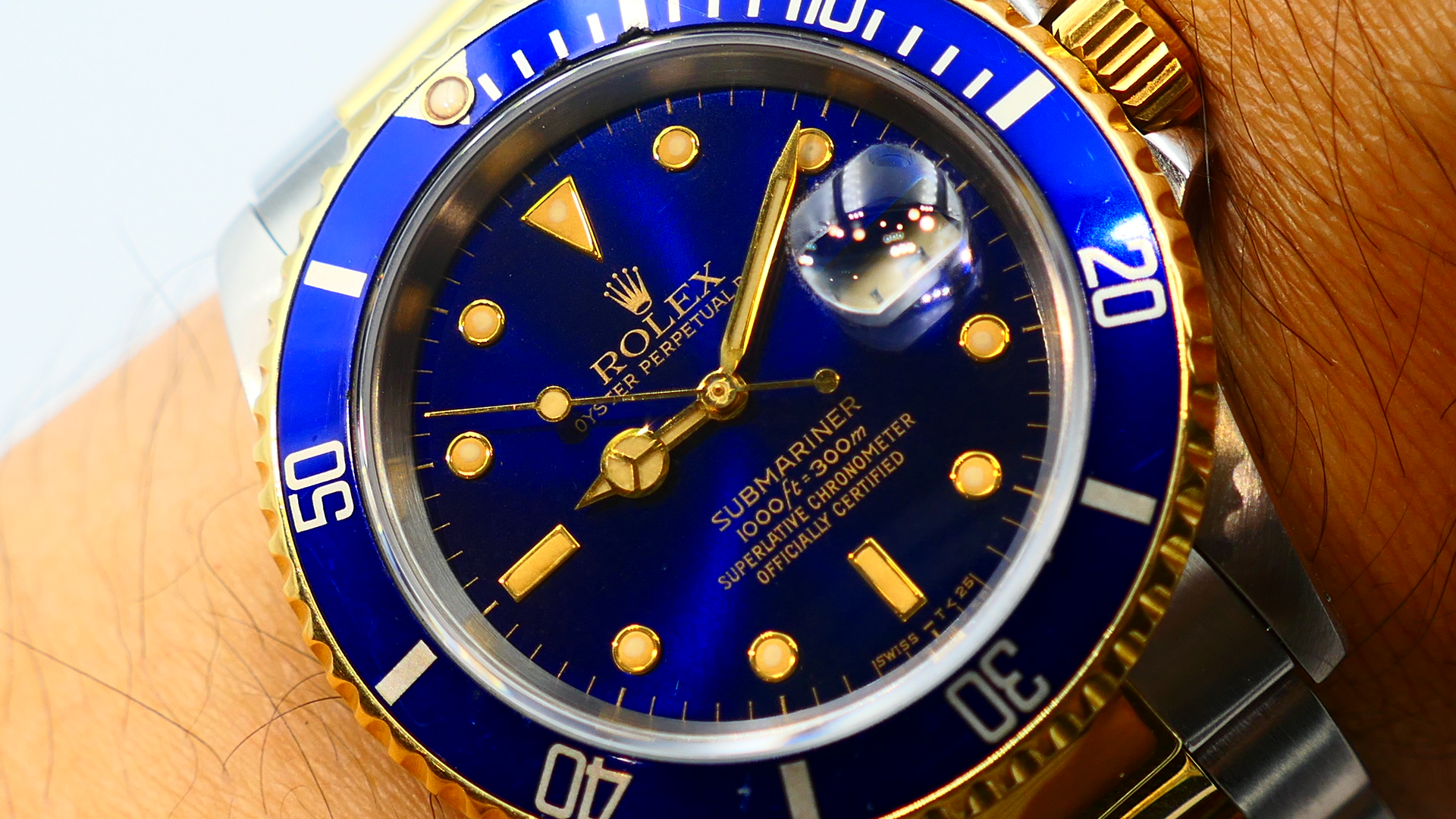 【超好價】1990年份罕見極美品T25藍面ROLEX勞力士16613盒單全16803 116613LB 116613參考