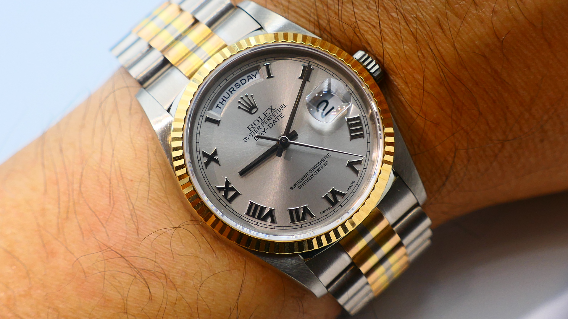 【美好時光】罕見型號勞力士ROLEX 18239BIC稀有三色金版本！全原裝超美品單錶一只RSC洗油保養完成