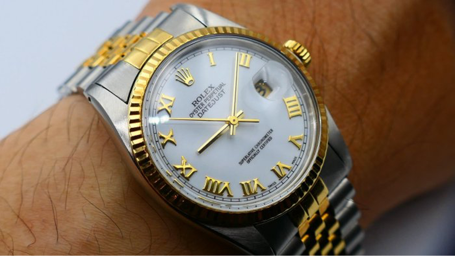 【美好時光】罕見原裝大羅馬白瓷色面！ 勞力士ROLEX半金款16013 （錶帶無翻修）