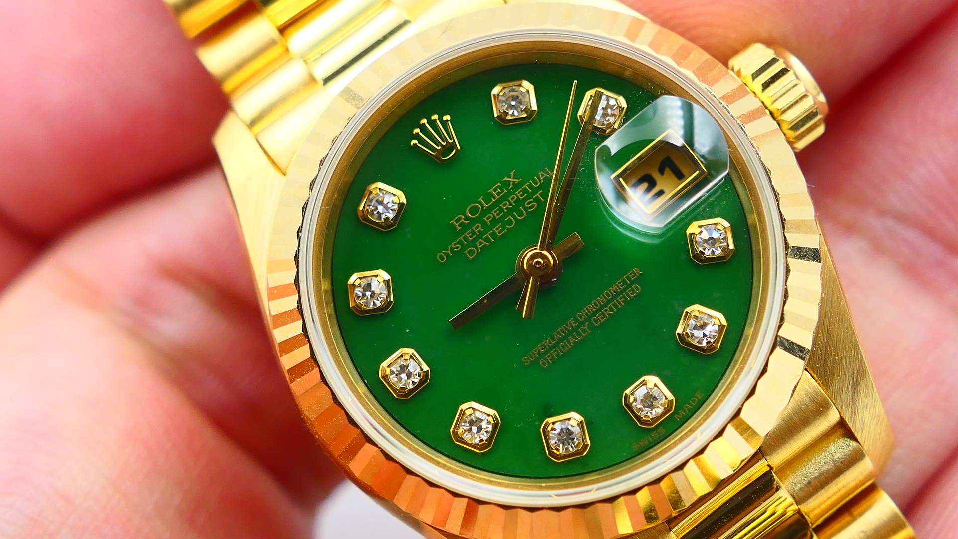 【美好時光】罕見神物！寶石面的王者 綠色玉石（ Jade Dial ) ROLEX勞力士69178有保單近新品