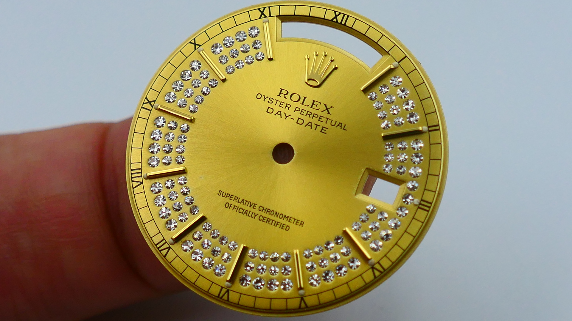 【單售面盤】三排鑽小滿天星！ROLEX勞力士原裝整片18K K金面盤！