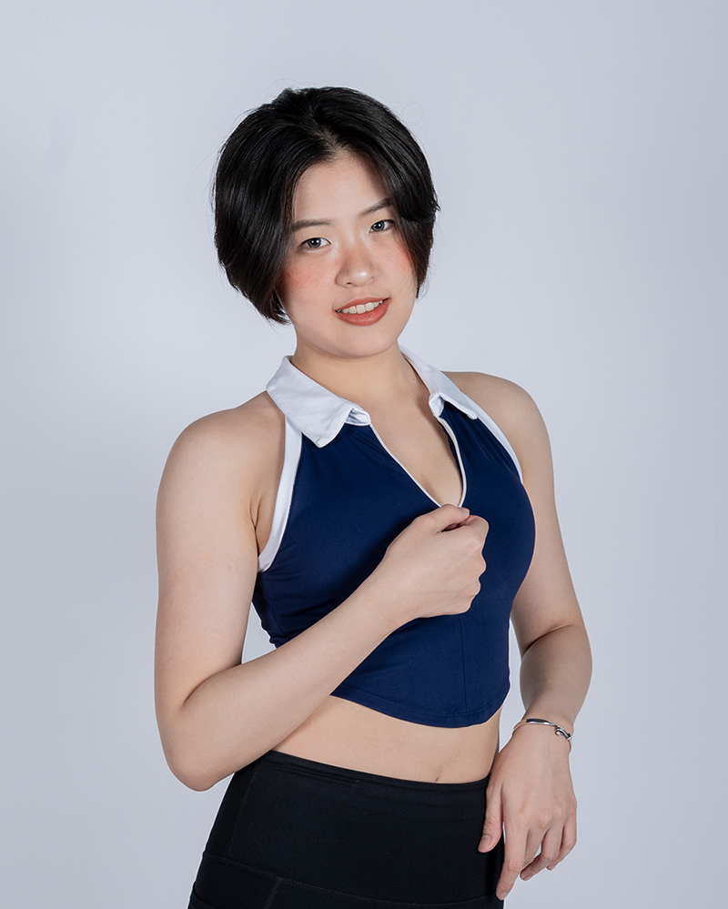 🎾 撞色削肩POLO|校隊藍2