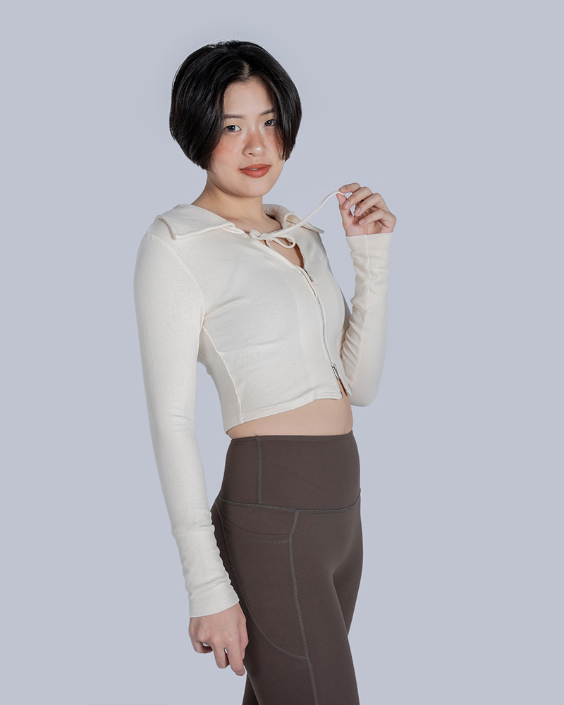 💫練後復古綁帶外套|奶霜白4