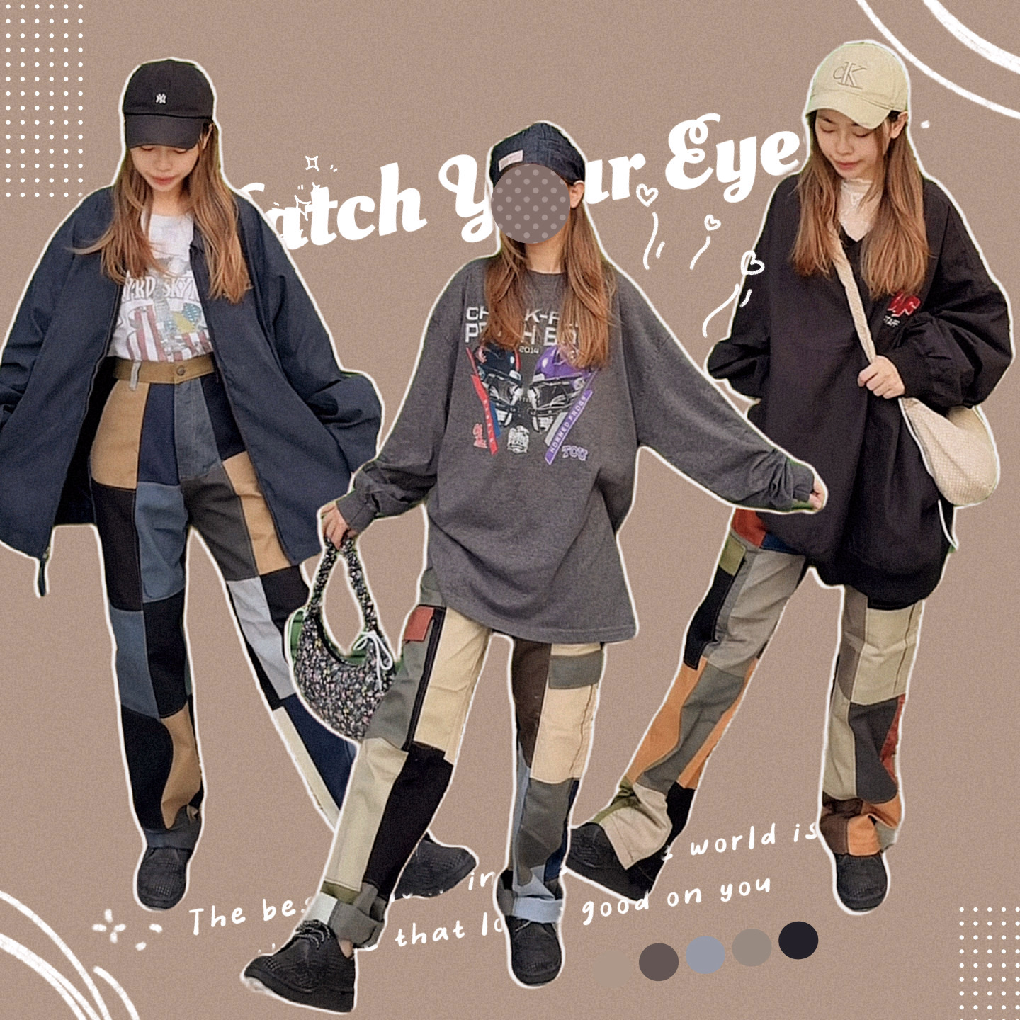 ✿眨眼有電✿ {M0156} 調色盤拼色褲