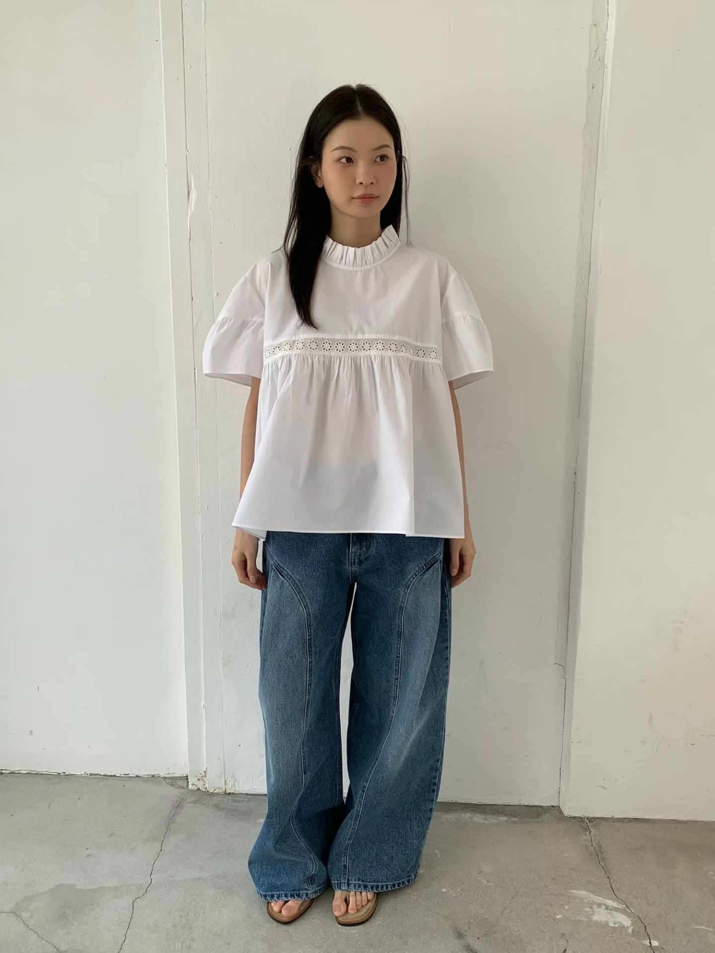 K03 花紋刺繡立領上衣8