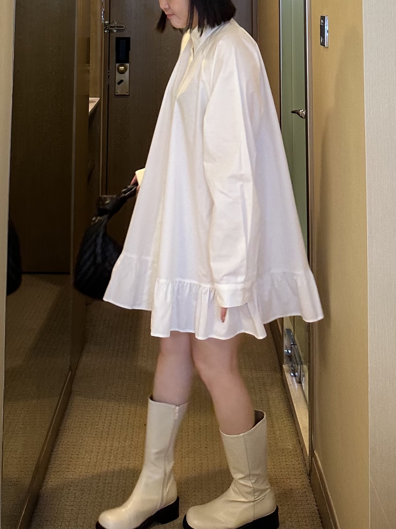 B08 荷葉拼接襯衫式洋裝9