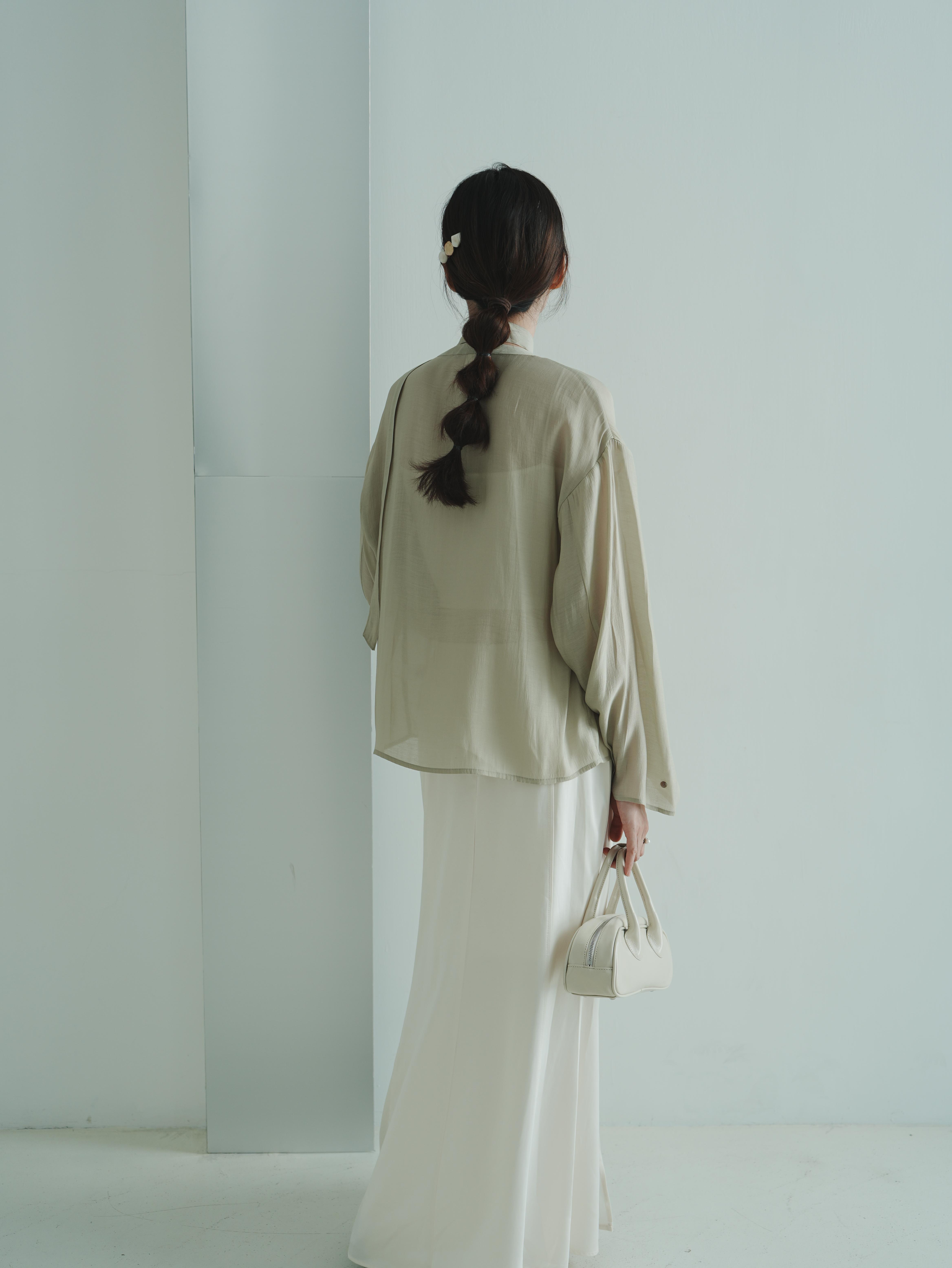 J09 圓領斜釦綁帶上衣3