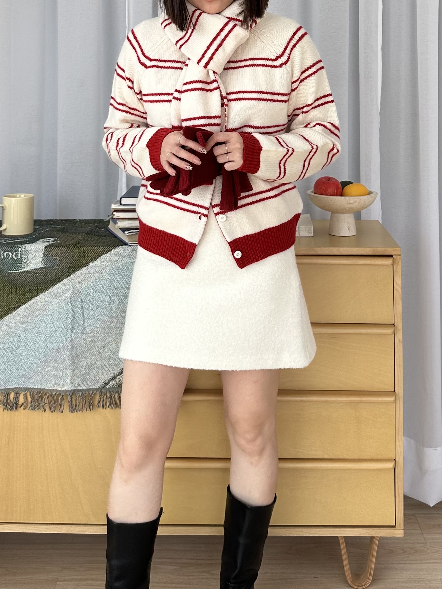 R05 SET條紋圍巾組針織衣6