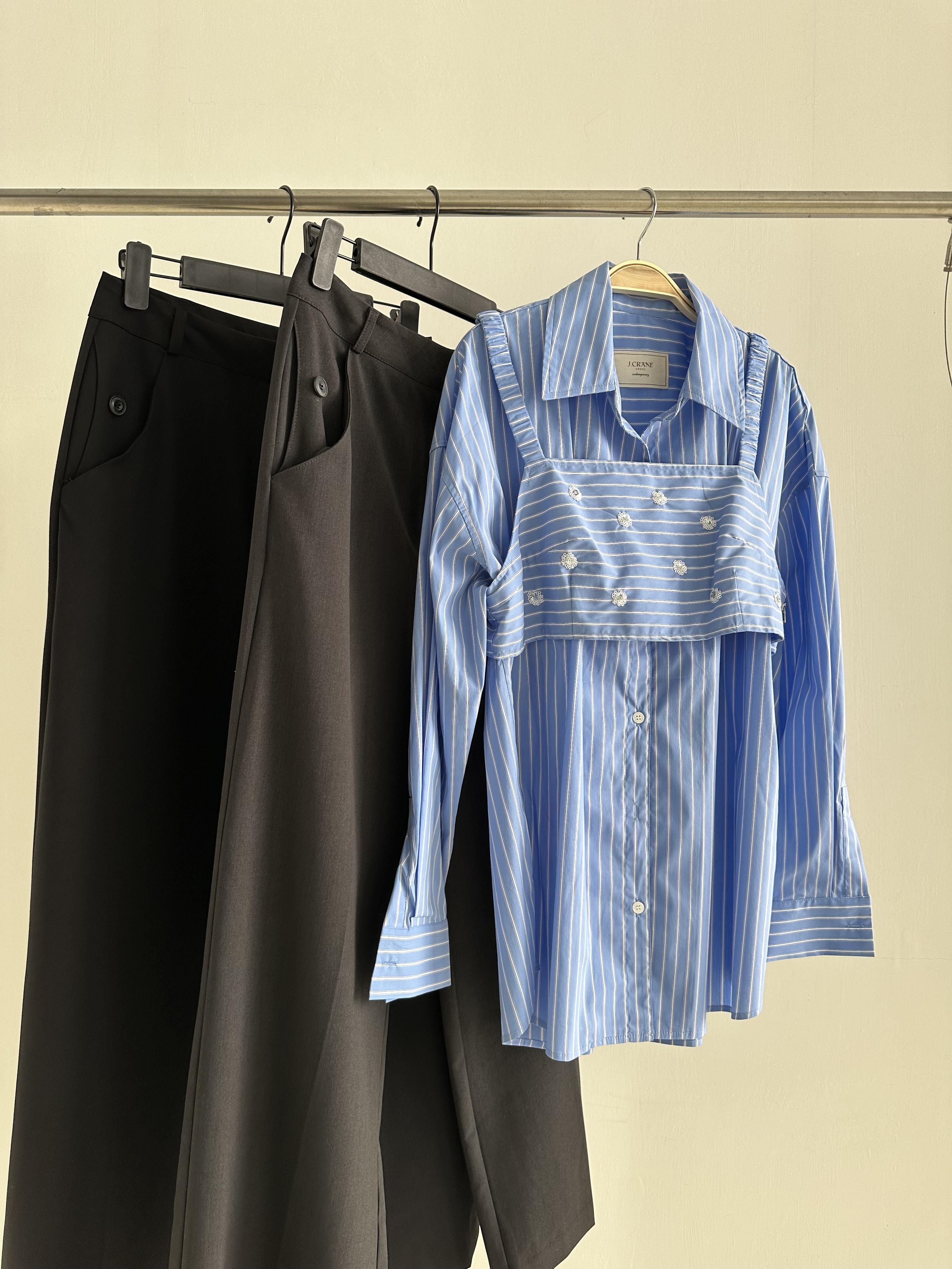 V13 直紋亮片花朵襯衣(SET)8